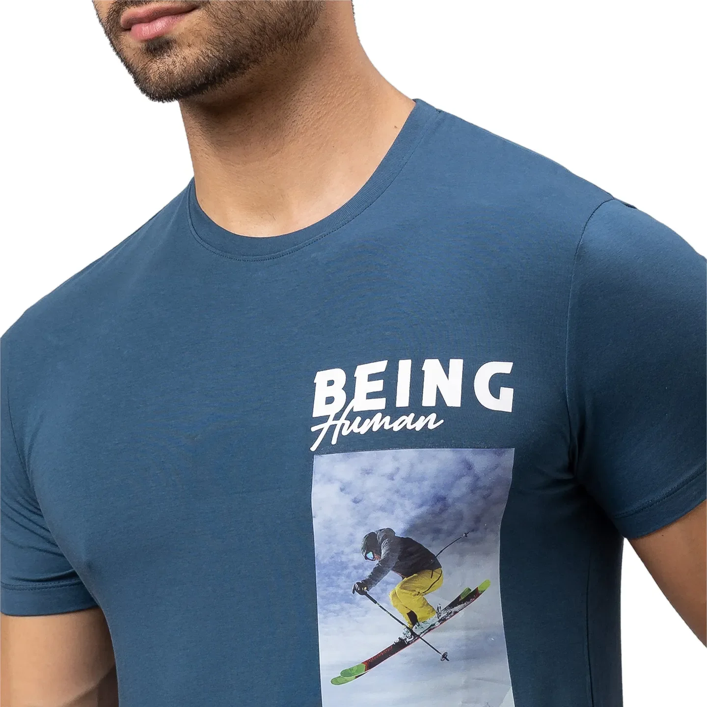 Ocean Blue Regular Fit Round Neck Men's T-Shirt by Being Human Clothing - Image 5