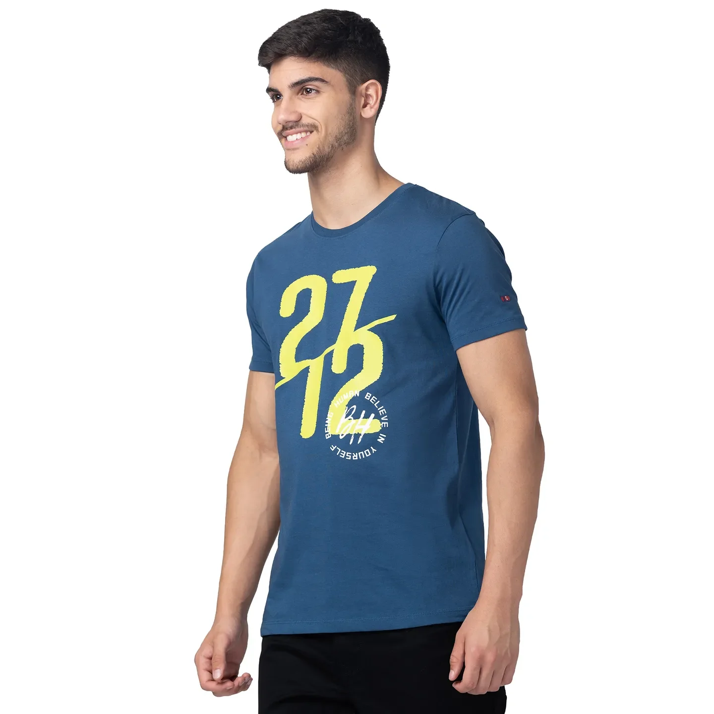 Ocean Blue Regular Fit Round Neck Men's T-Shirt by Being Human Clothing - Image 2