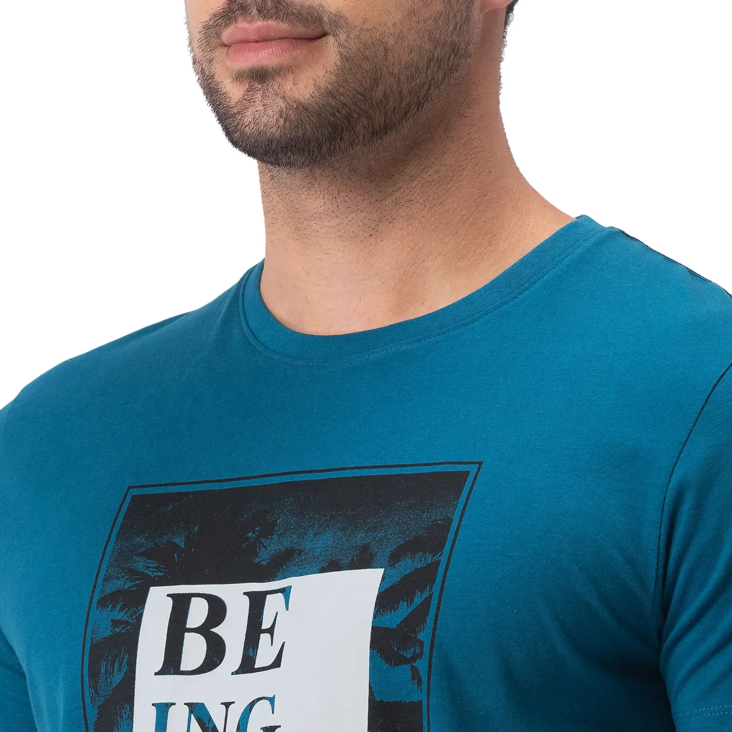 Blue Regular Fit Men's Short Sleeves T-Shirt by Being Human Clothing - Image 4