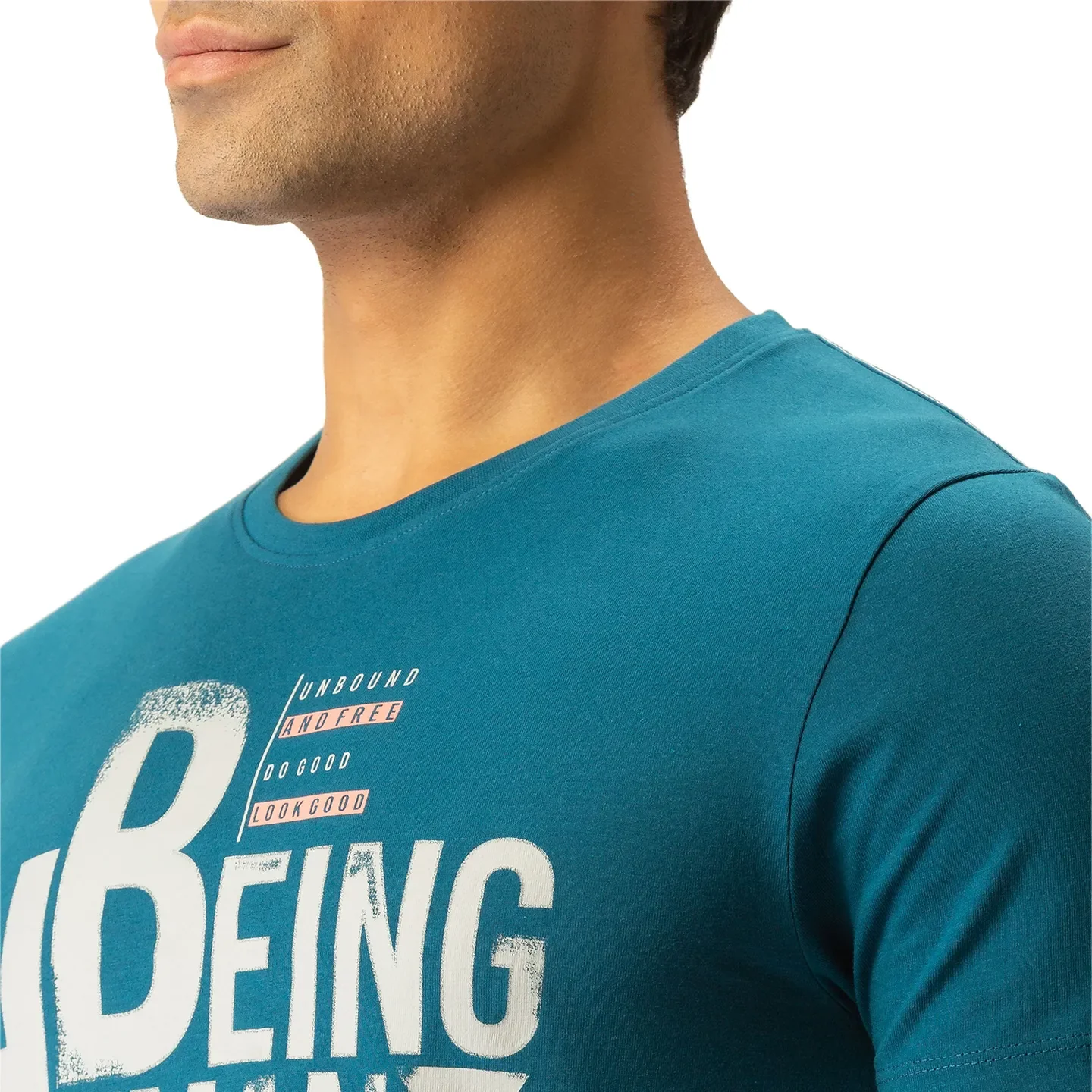 Blue Regular Fit Men's Short Sleeves T-Shirt by Being Human Clothing - Image 4