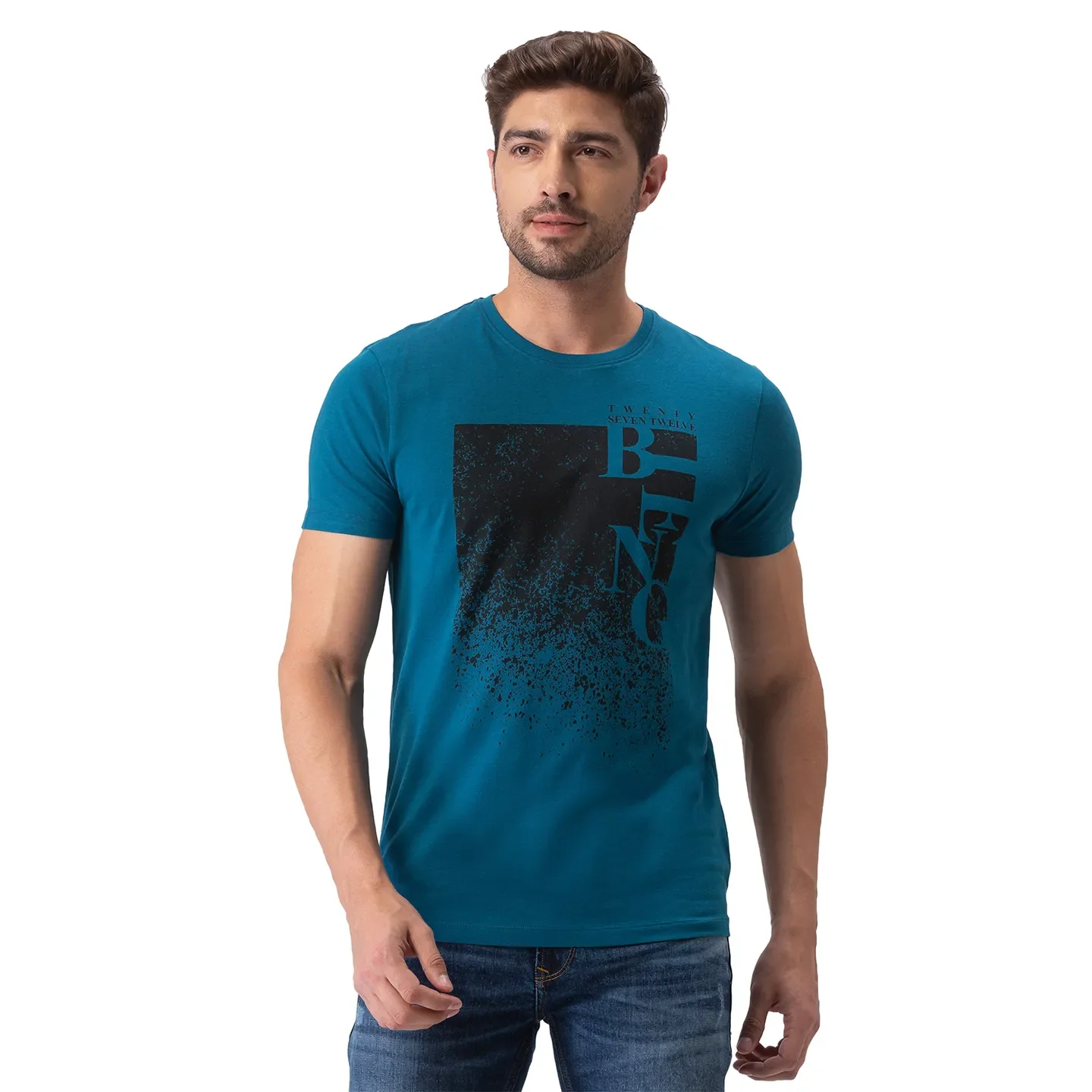 Blue Regular Fit Men's Short Sleeves T-Shirt by Being Human Clothing