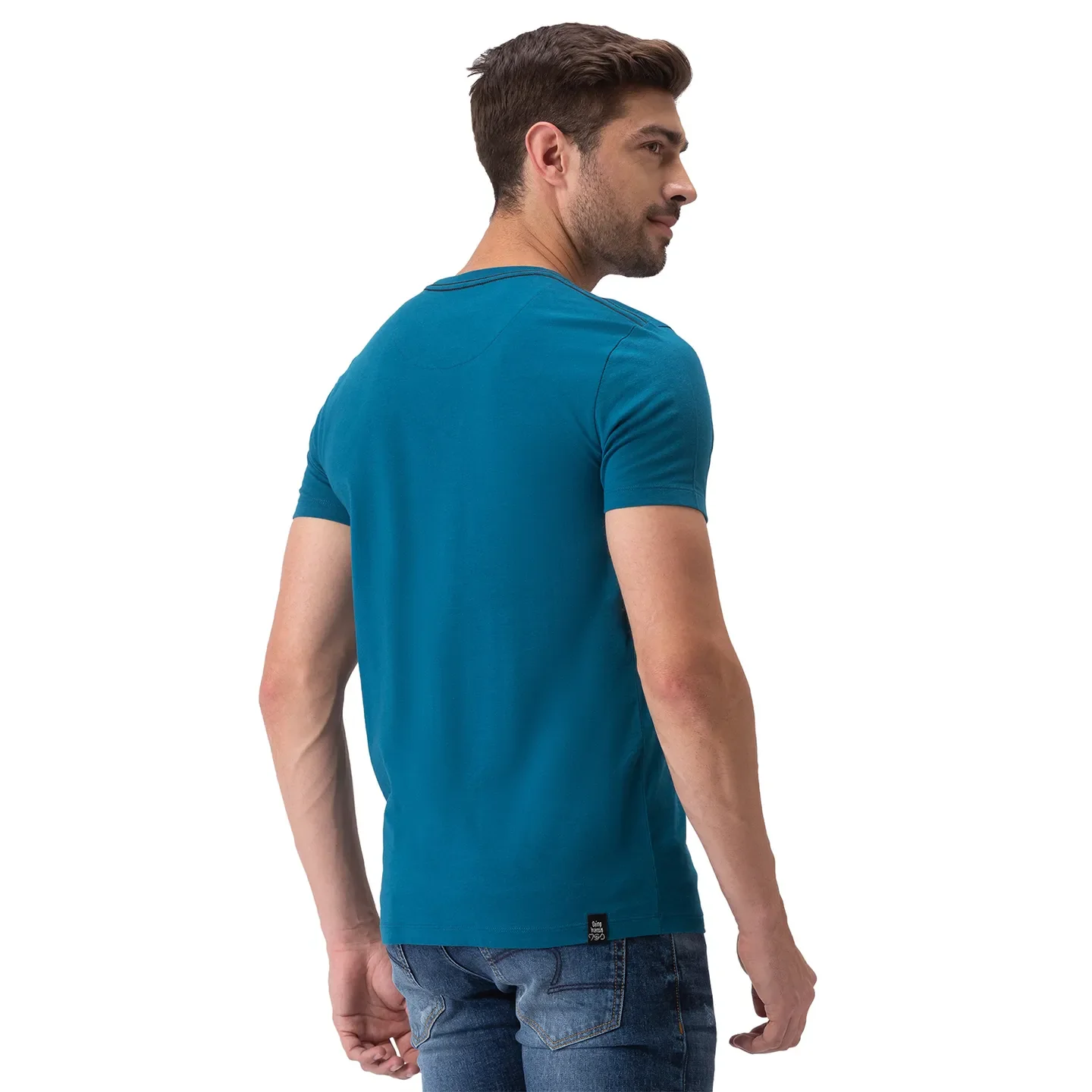 Blue Regular Fit Men's Short Sleeves T-Shirt by Being Human Clothing - Image 3
