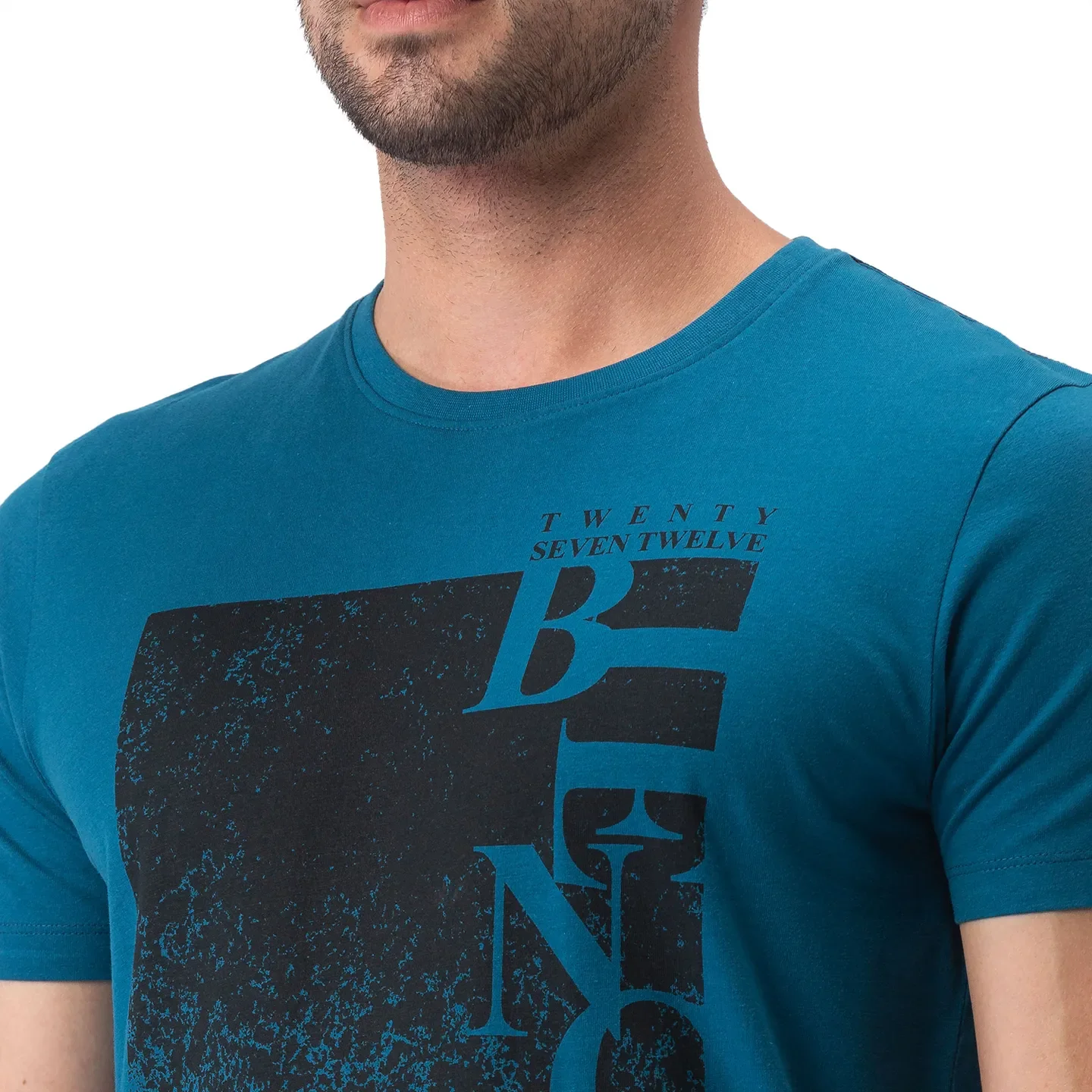 Blue Regular Fit Men's Short Sleeves T-Shirt by Being Human Clothing - Image 4