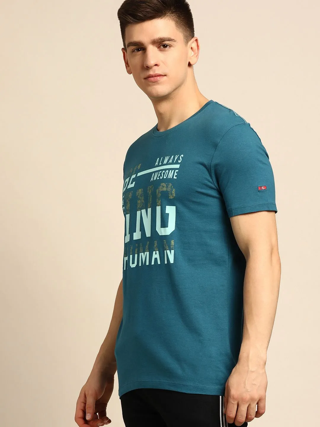 Blue Regular Fit Men's Short Sleeves T-Shirt by Being Human Clothing - Image 4