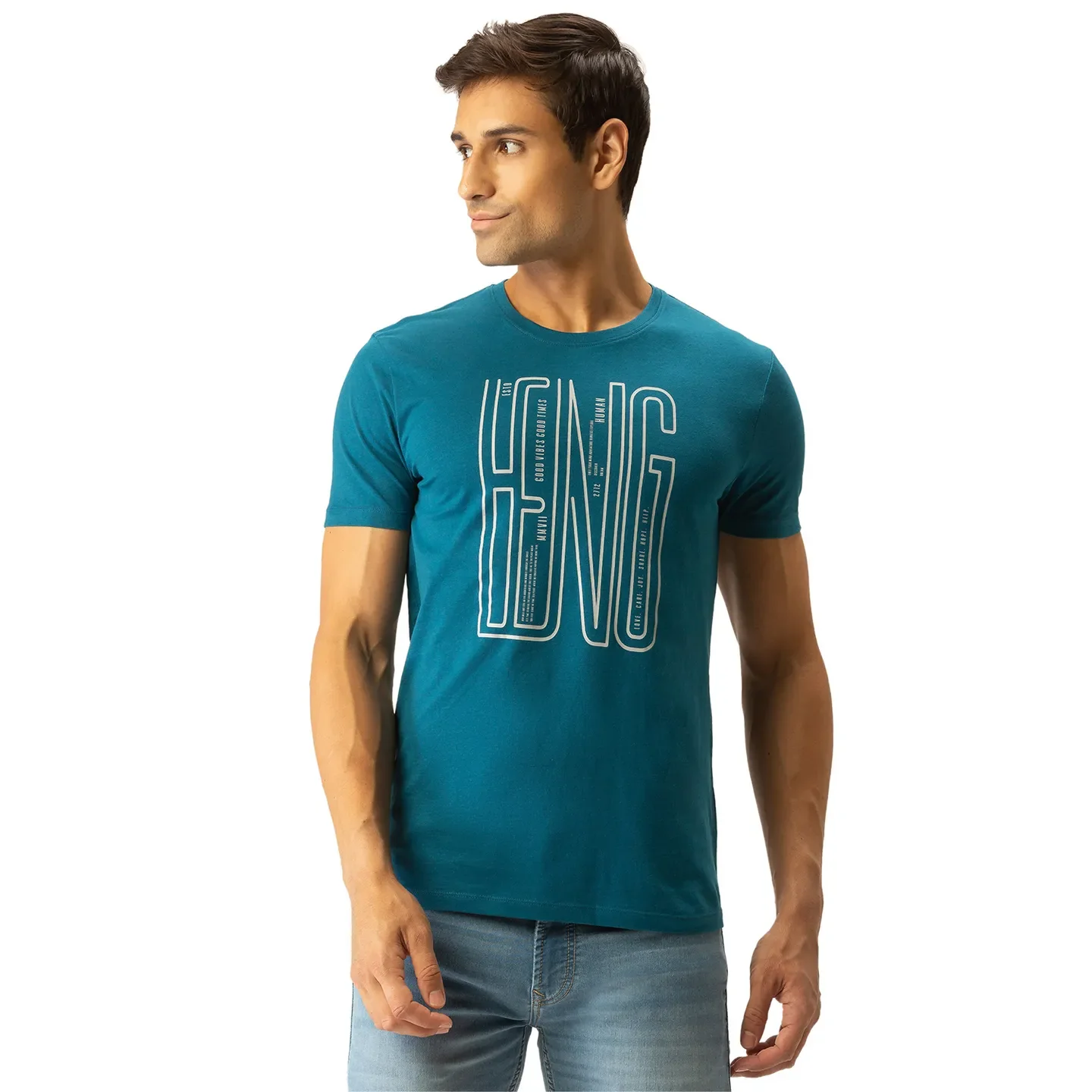 Blue Regular Fit Men's Short Sleeves T-Shirt by Being Human Clothing