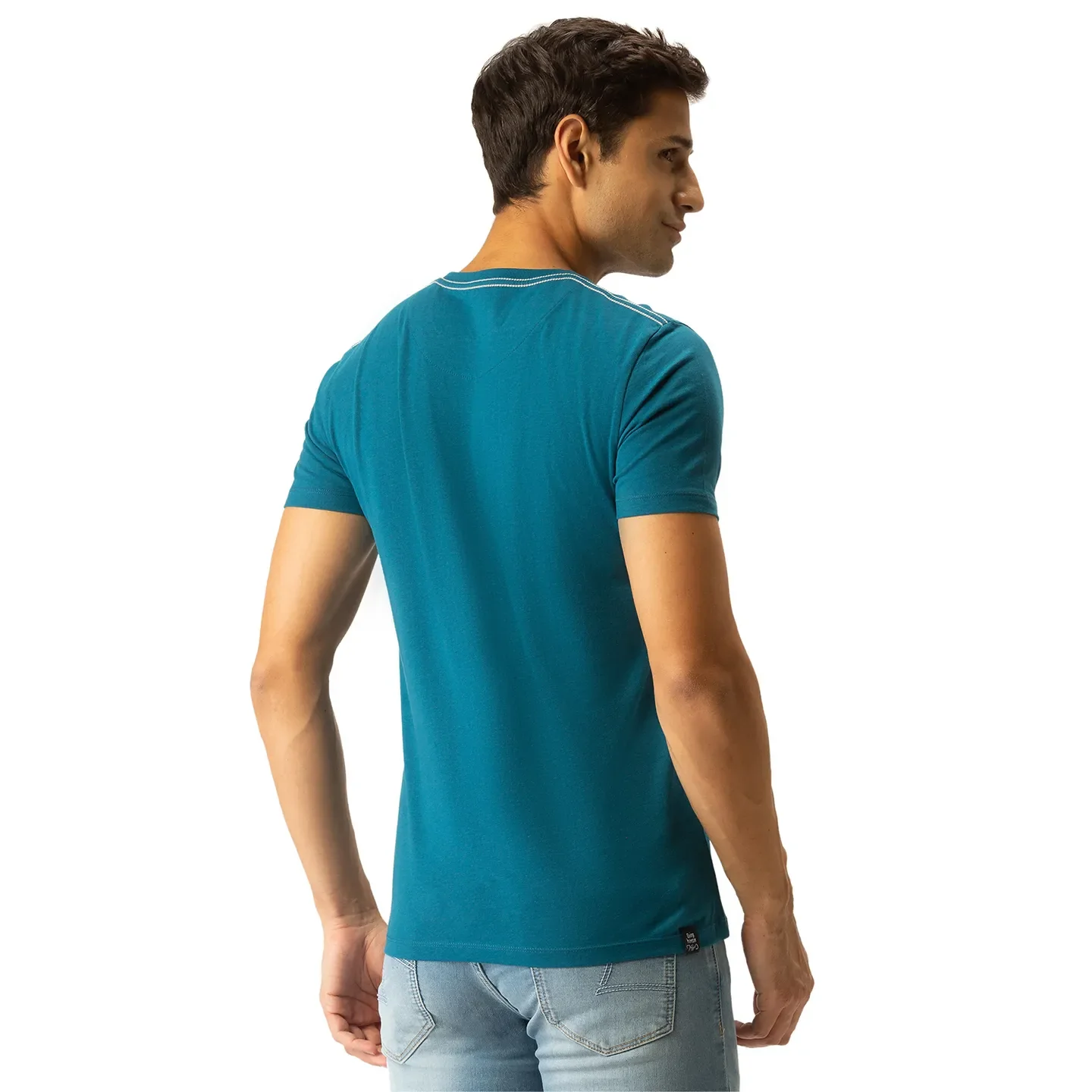 Blue Regular Fit Men's Short Sleeves T-Shirt by Being Human Clothing - Image 3