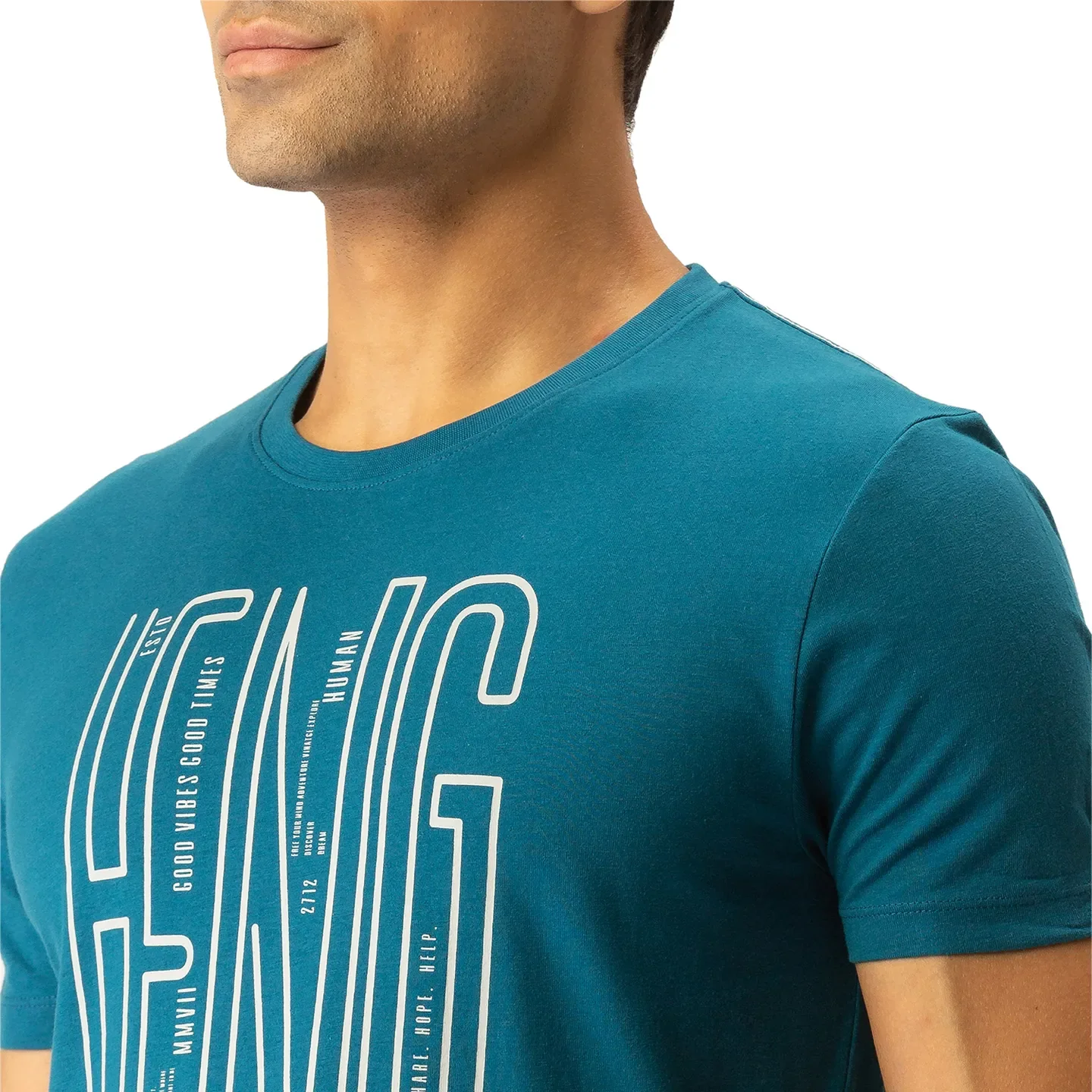Blue Regular Fit Men's Short Sleeves T-Shirt by Being Human Clothing - Image 4
