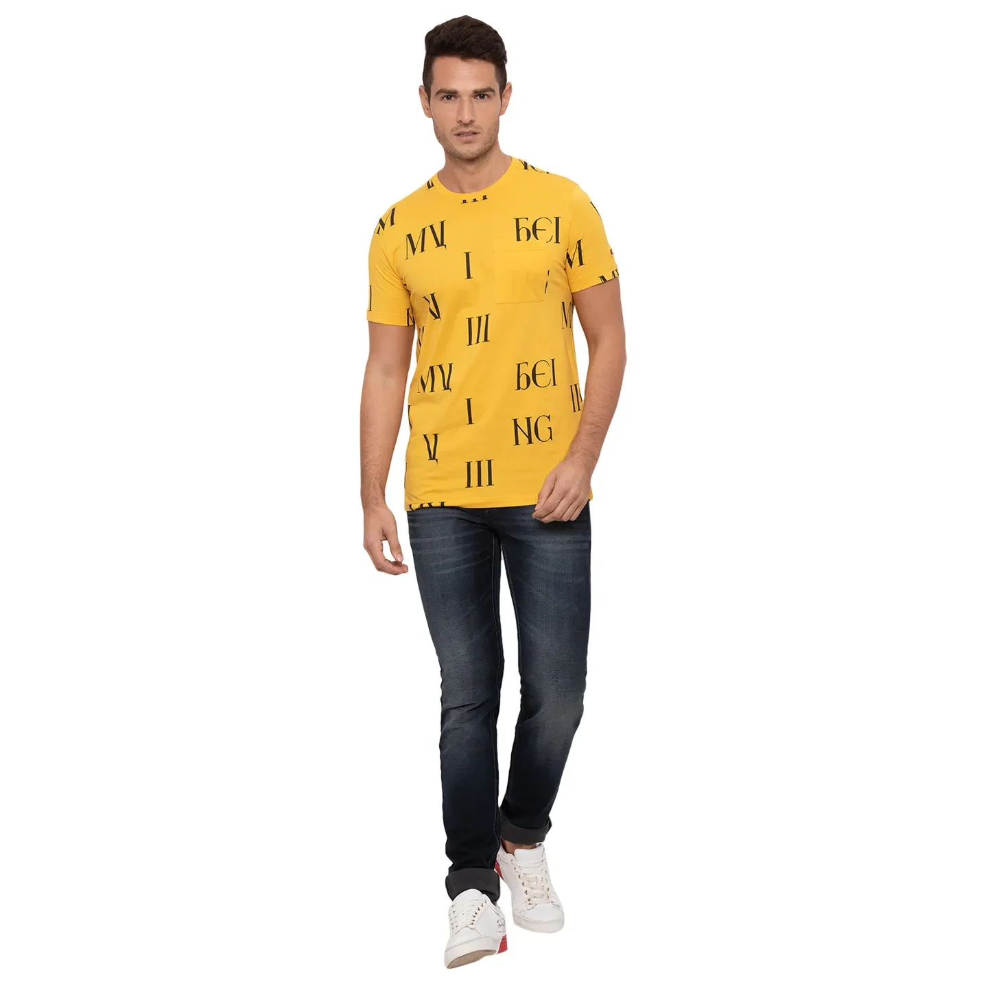 Ocher Regular Fit Round Neck Men's T-Shirt by Being Human Clothing - Image 2