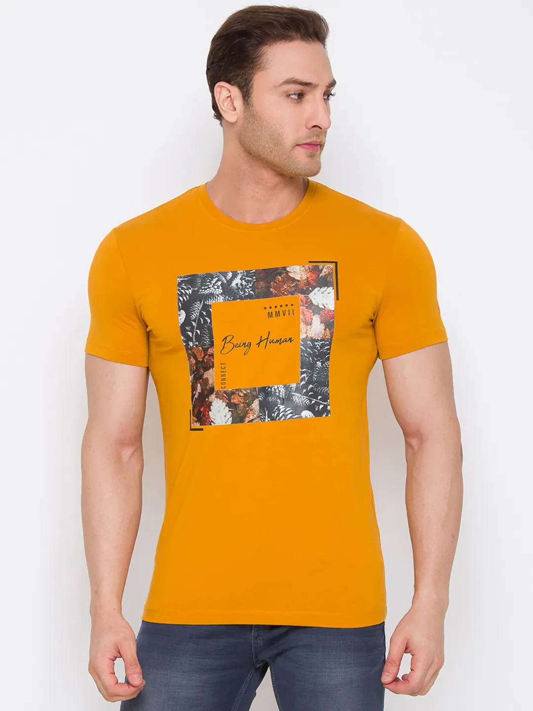 Ocher Regular Fit Round Neck Men's T-Shirt by Being Human Clothing - Image 6