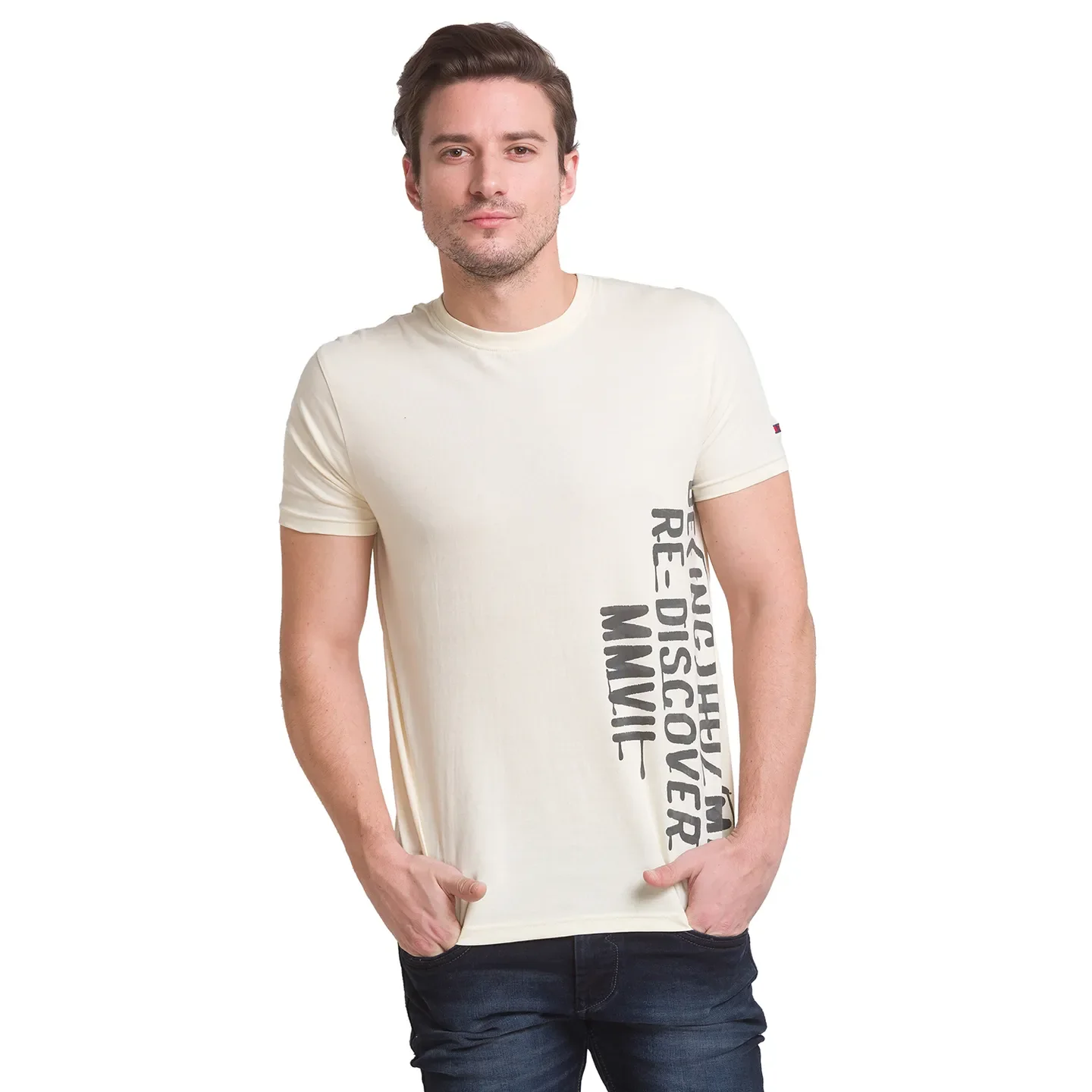 Regular Fit Off White Crew Neck T-shirt -Being Human clothing - Image 4