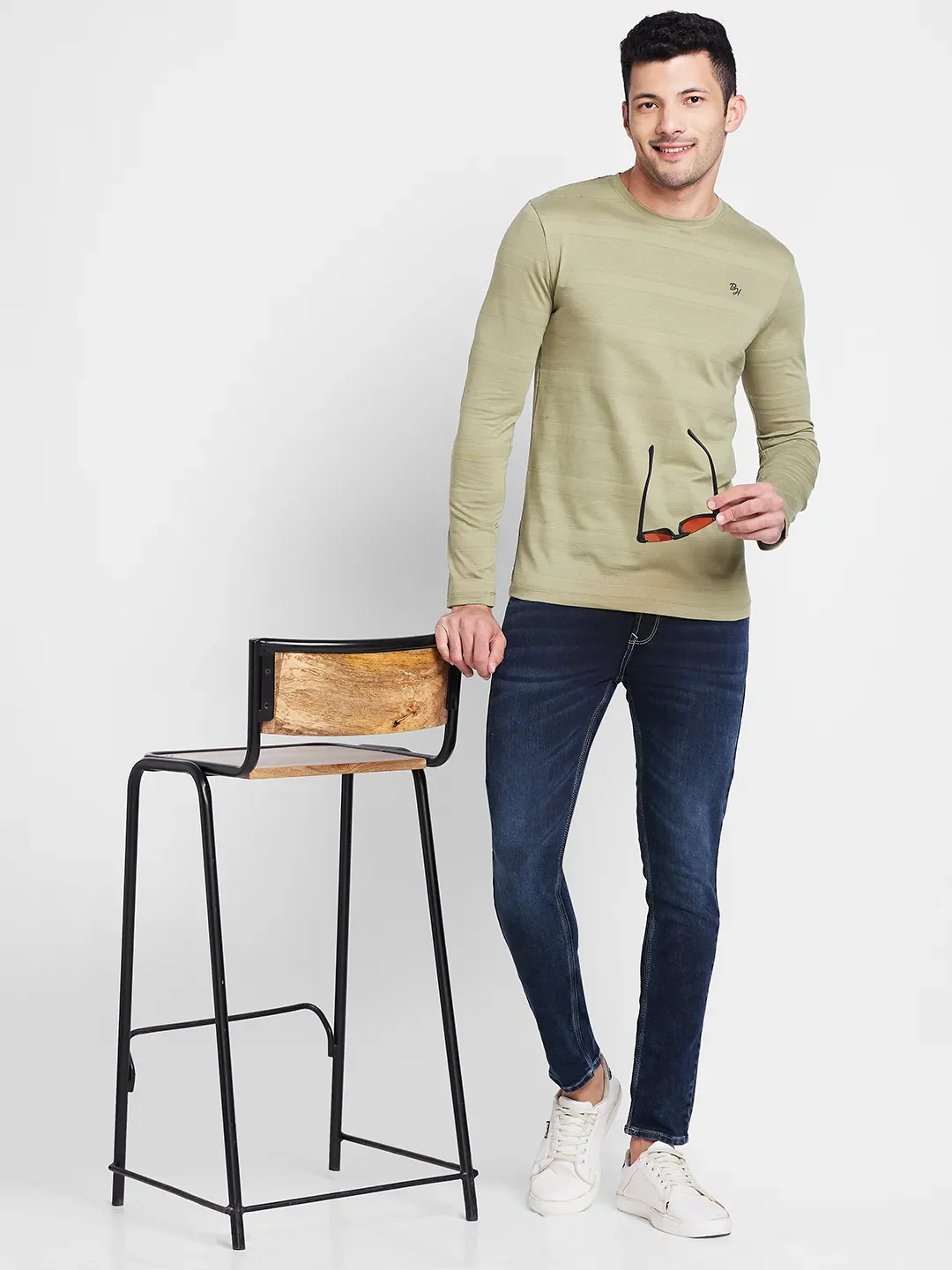 Olive Regular Fit Round Neck Men's T-Shirt by Being Human Clothing - Image 6