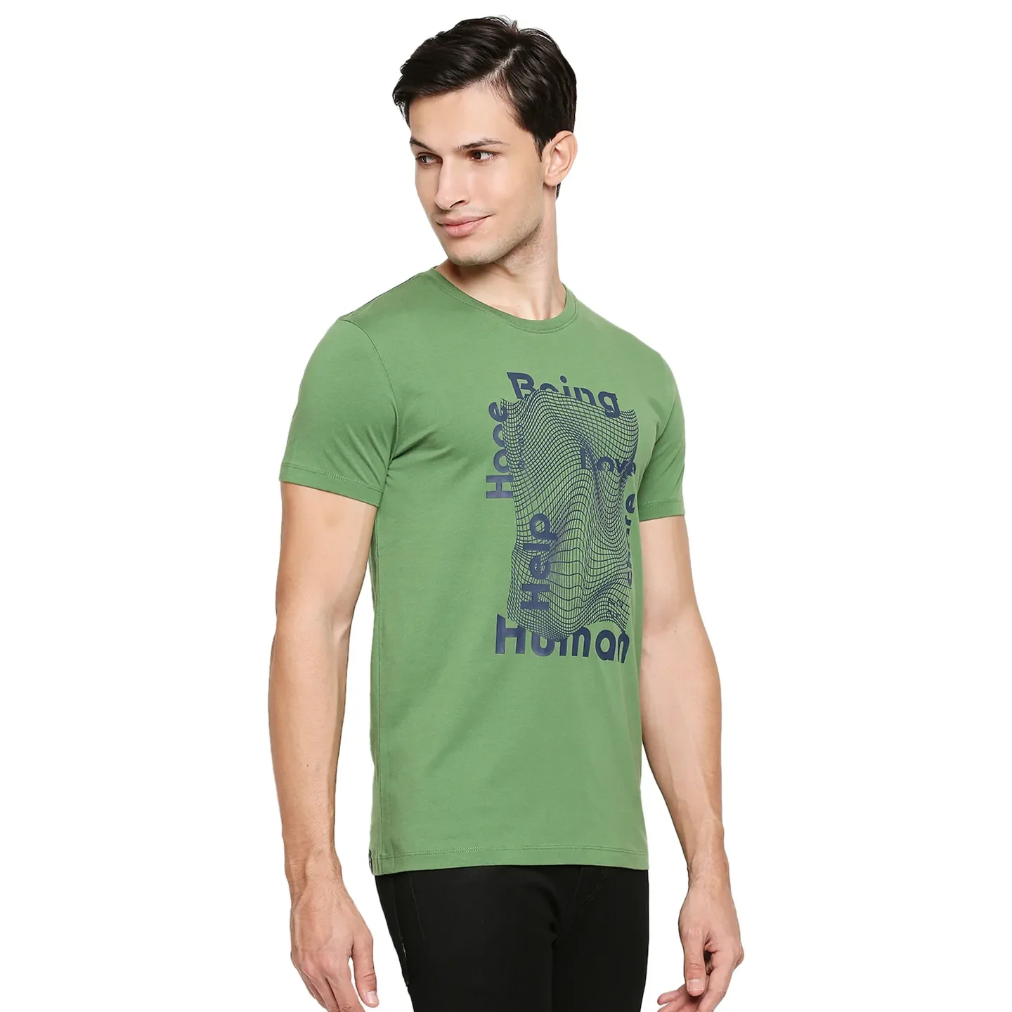 Green Regular Fit Men's Short Sleeves T-Shirt by Being Human Clothing - Image 3