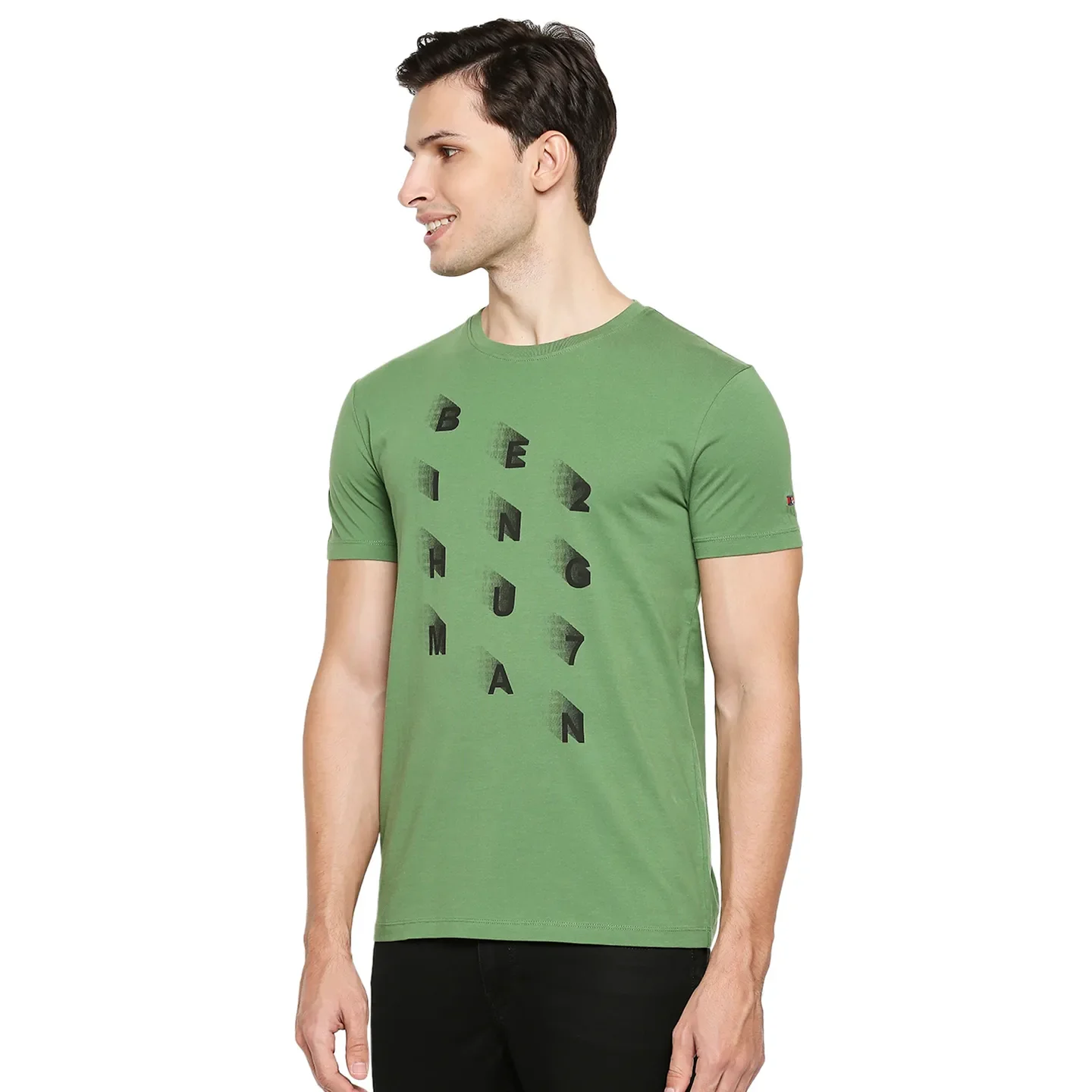 Green Regular Fit Men's Short Sleeves T-Shirt by Being Human Clothing - Image 2