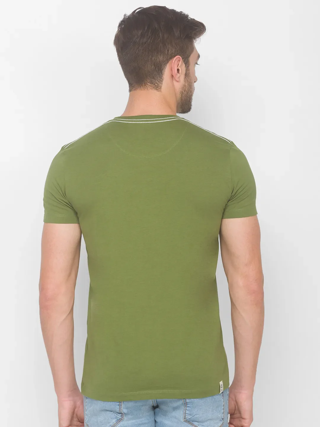 Green Regular Fit Men's Short Sleeves T-Shirt by Being Human Clothing - Image 3