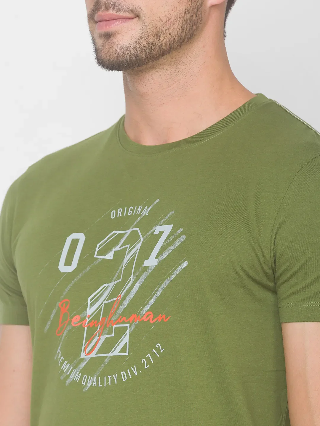 Green Regular Fit Men's Short Sleeves T-Shirt by Being Human Clothing - Image 4