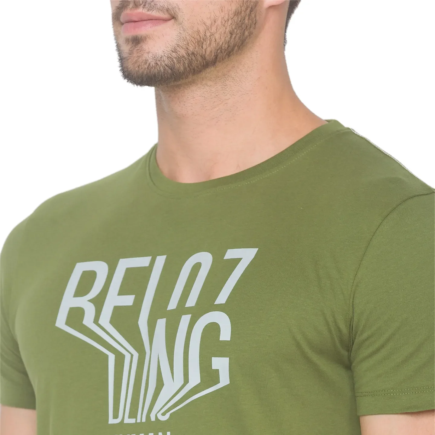 Green Regular Fit Men's Short Sleeves T-Shirt by Being Human Clothing - Image 4