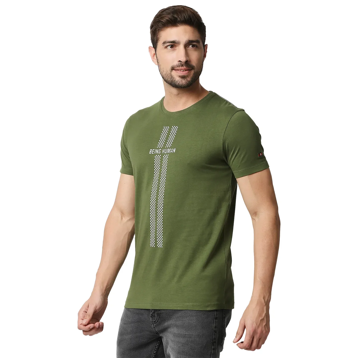 Green Regular Fit Men's Short Sleeves T-Shirt by Being Human Clothing - Image 2