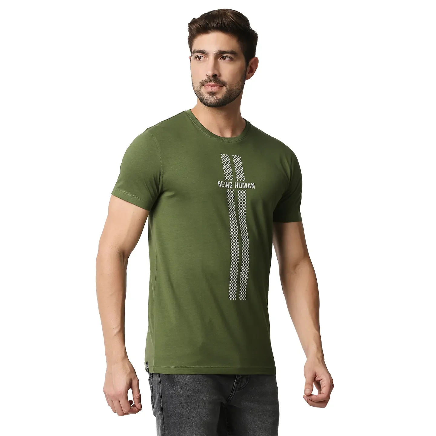 Green Regular Fit Men's Short Sleeves T-Shirt by Being Human Clothing - Image 3