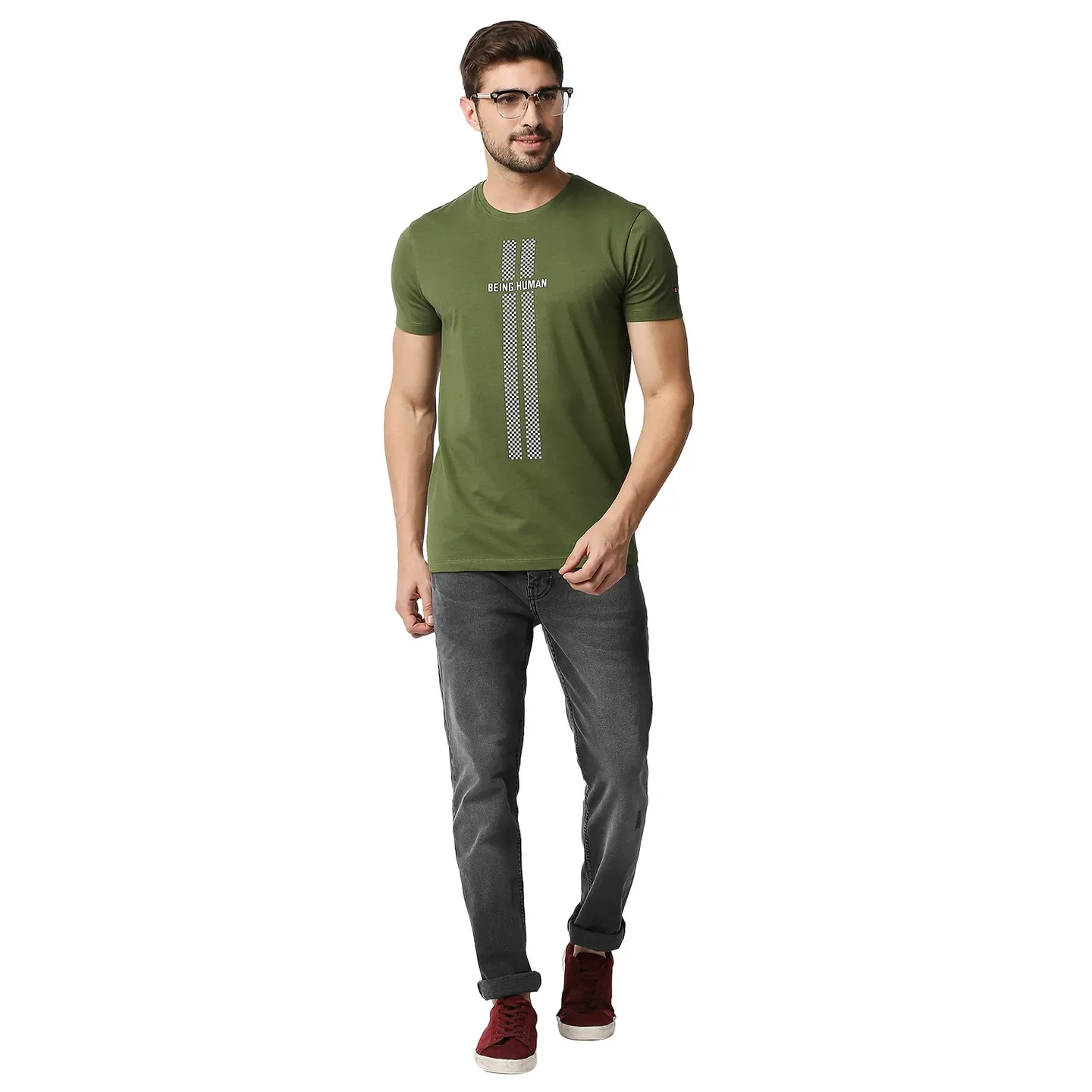 Green Regular Fit Men's Short Sleeves T-Shirt by Being Human Clothing - Image 6