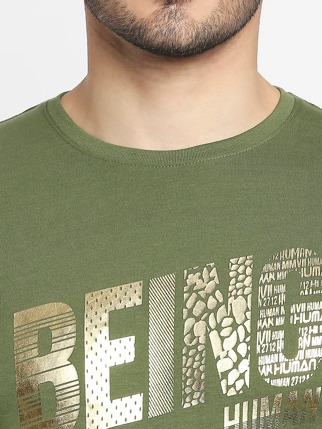 Green Regular Fit Men's Short Sleeves T-Shirt by Being Human Clothing - Image 2