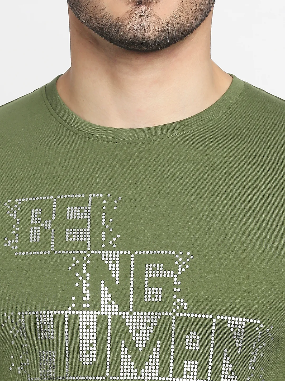 Olive Regular Fit Round Neck Men's T-Shirt by Being Human Clothing - Image 2