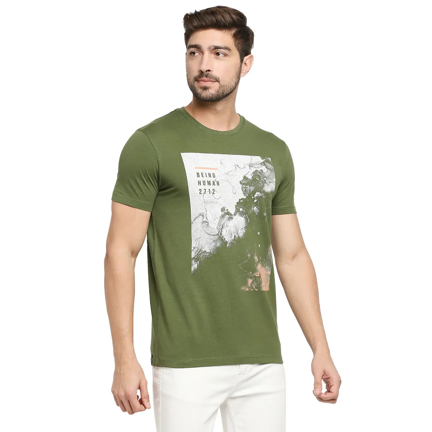 Green Regular Fit Men's Short Sleeves T-Shirt by Being Human Clothing - Image 3
