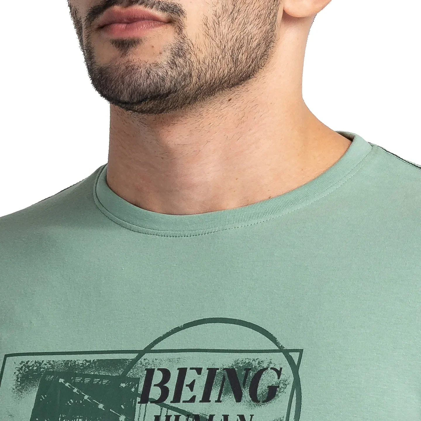 Green Regular Fit Men's Short Sleeves T-Shirt by Being Human Clothing - Image 5