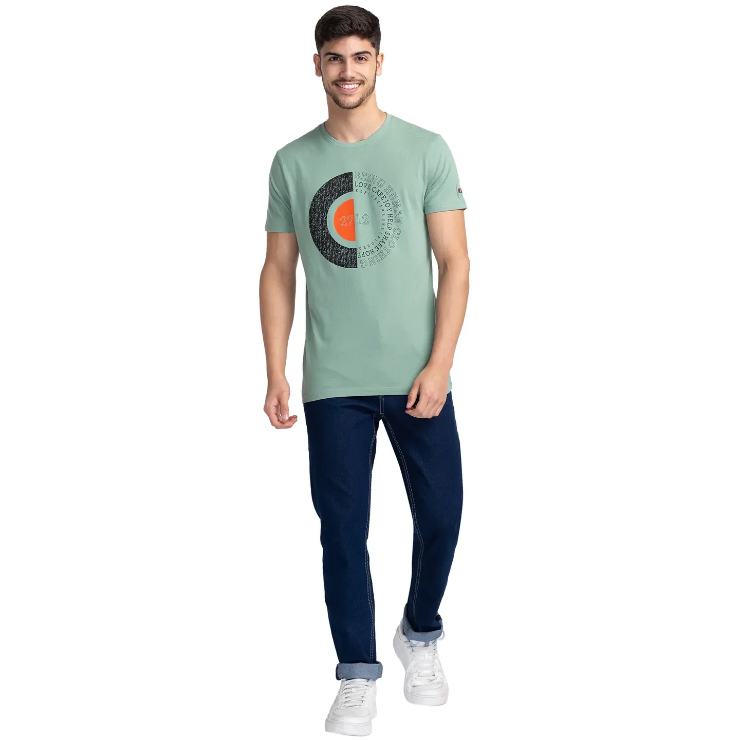 Green Regular Fit Men's Short Sleeves T-Shirt by Being Human Clothing - Image 2