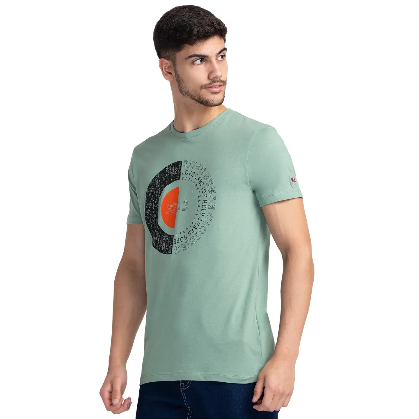 Green Regular Fit Men's Short Sleeves T-Shirt by Being Human Clothing - Image 4