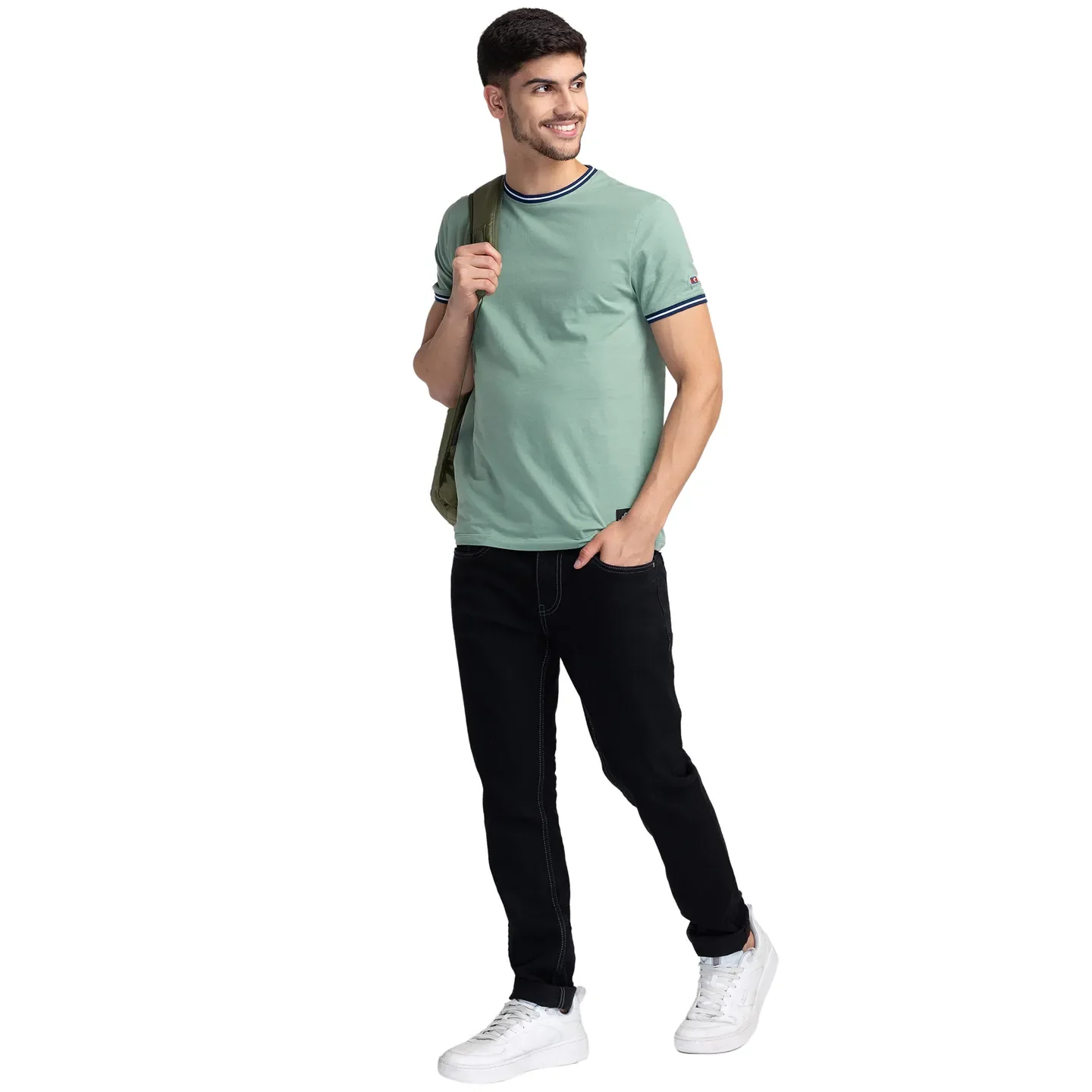 Green Regular Fit Men's Short Sleeves T-Shirt by Being Human Clothing - Image 6