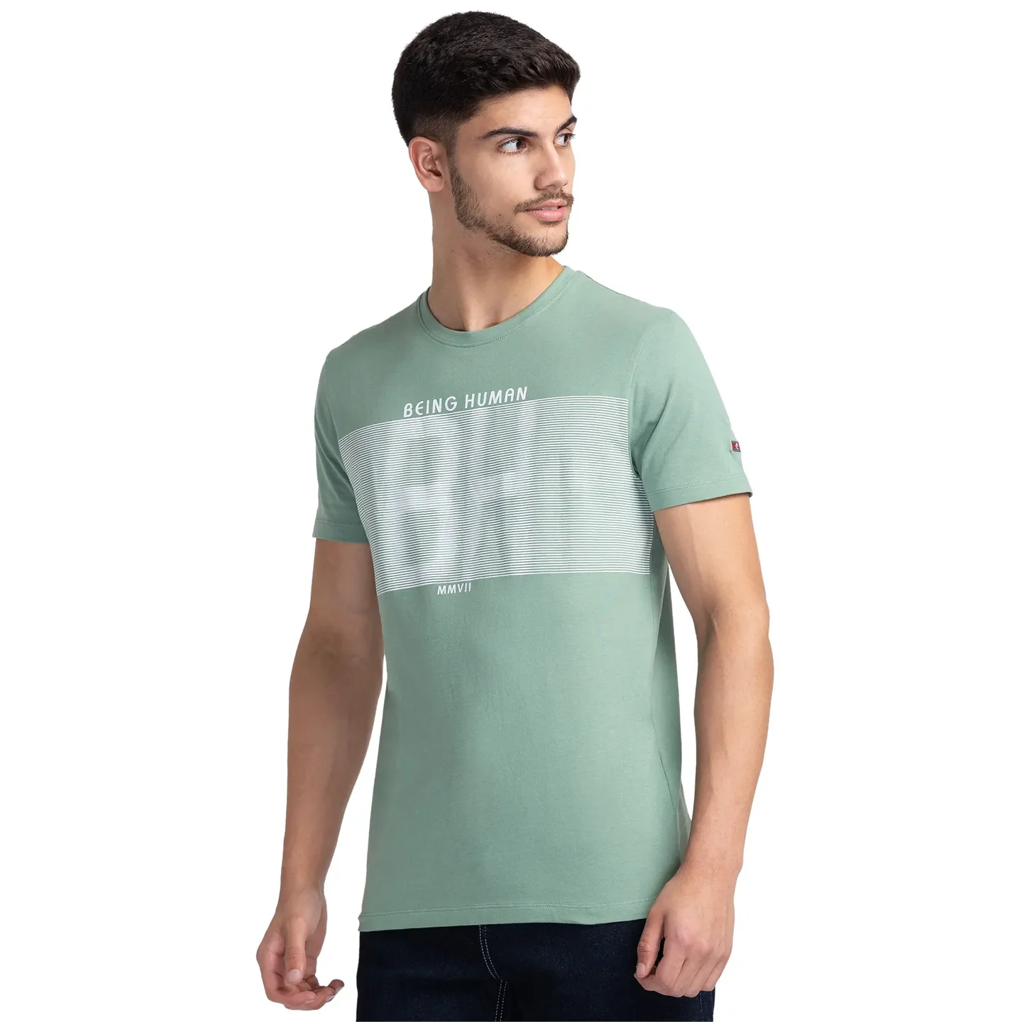 Green Regular Fit Men's Short Sleeves T-Shirt by Being Human Clothing - Image 4