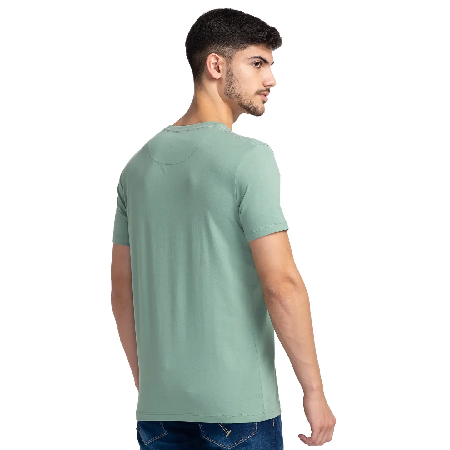 Green Regular Fit Men's Short Sleeves T-Shirt by Being Human Clothing - Image 3