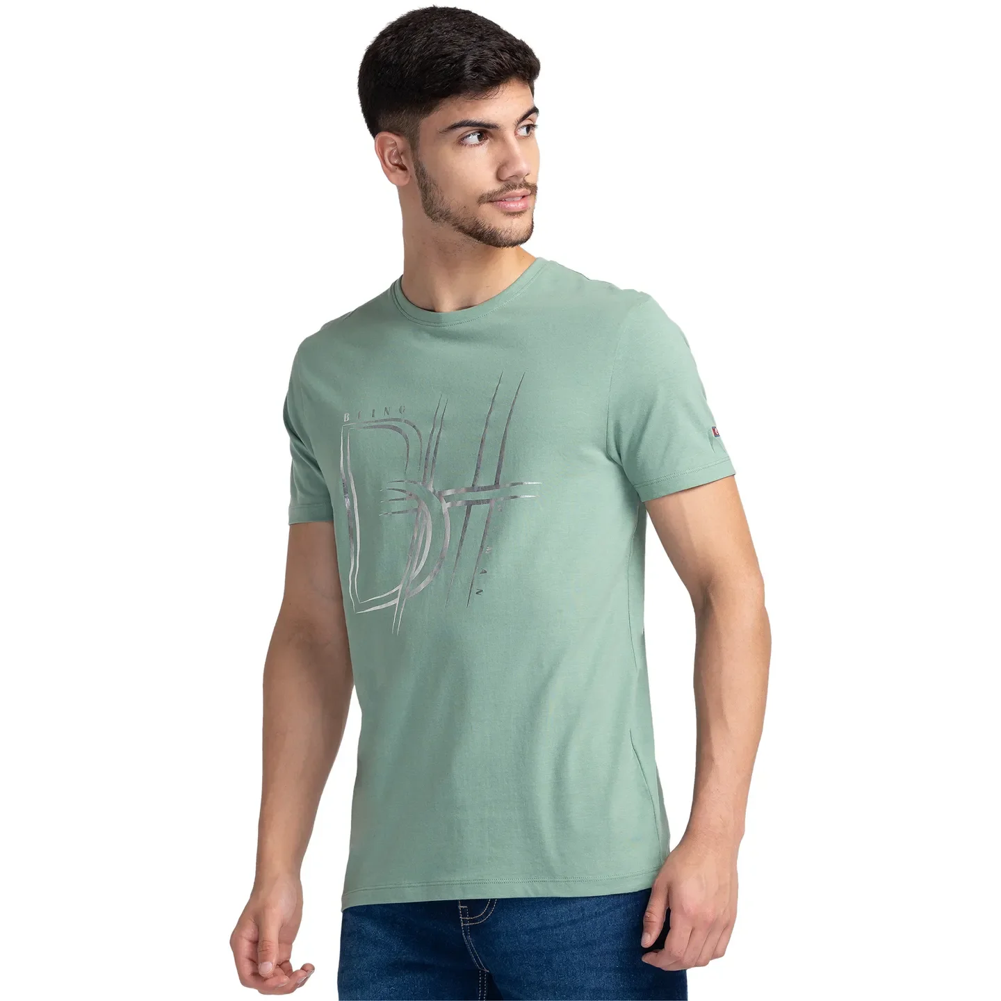 Green Regular Fit Men's Short Sleeves T-Shirt by Being Human Clothing - Image 4
