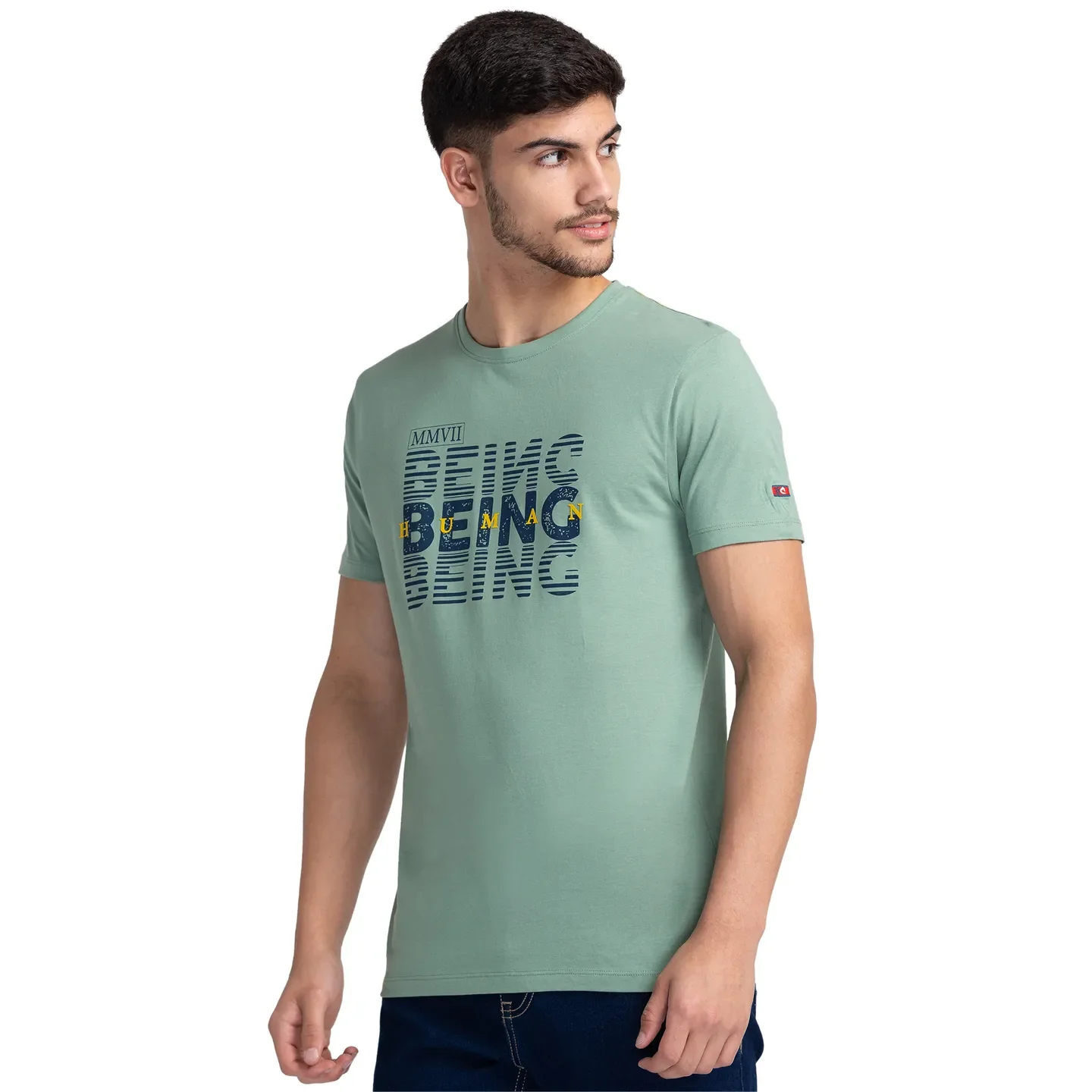 Green Regular Fit Men's Short Sleeves T-Shirt by Being Human Clothing - Image 4