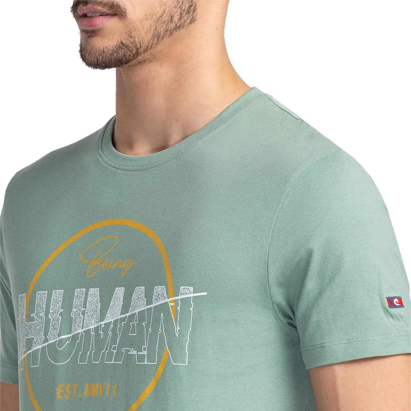 Green Regular Fit Men's Short Sleeves T-Shirt by Being Human Clothing - Image 5