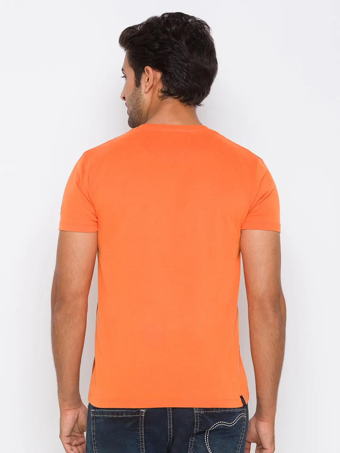 Orange Regular Fit Round Neck Men's T-Shirt by Being Human Clothing - Image 10