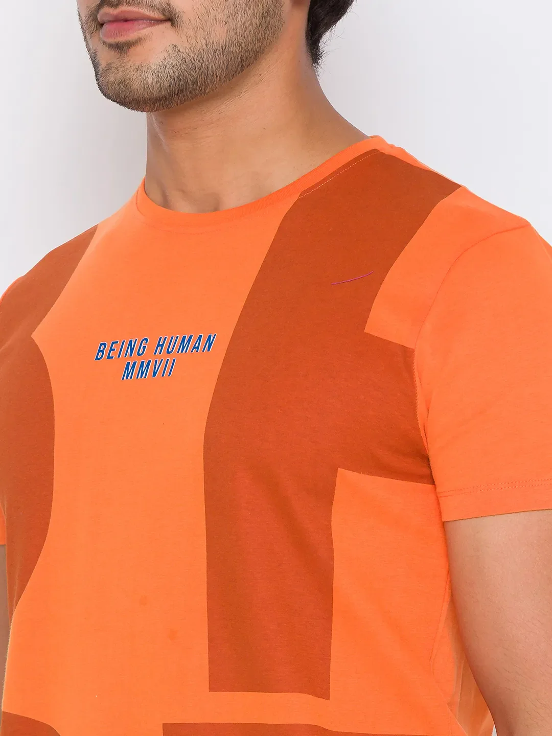 Orange Regular Fit Round Neck Men's T-Shirt by Being Human Clothing - Image 11