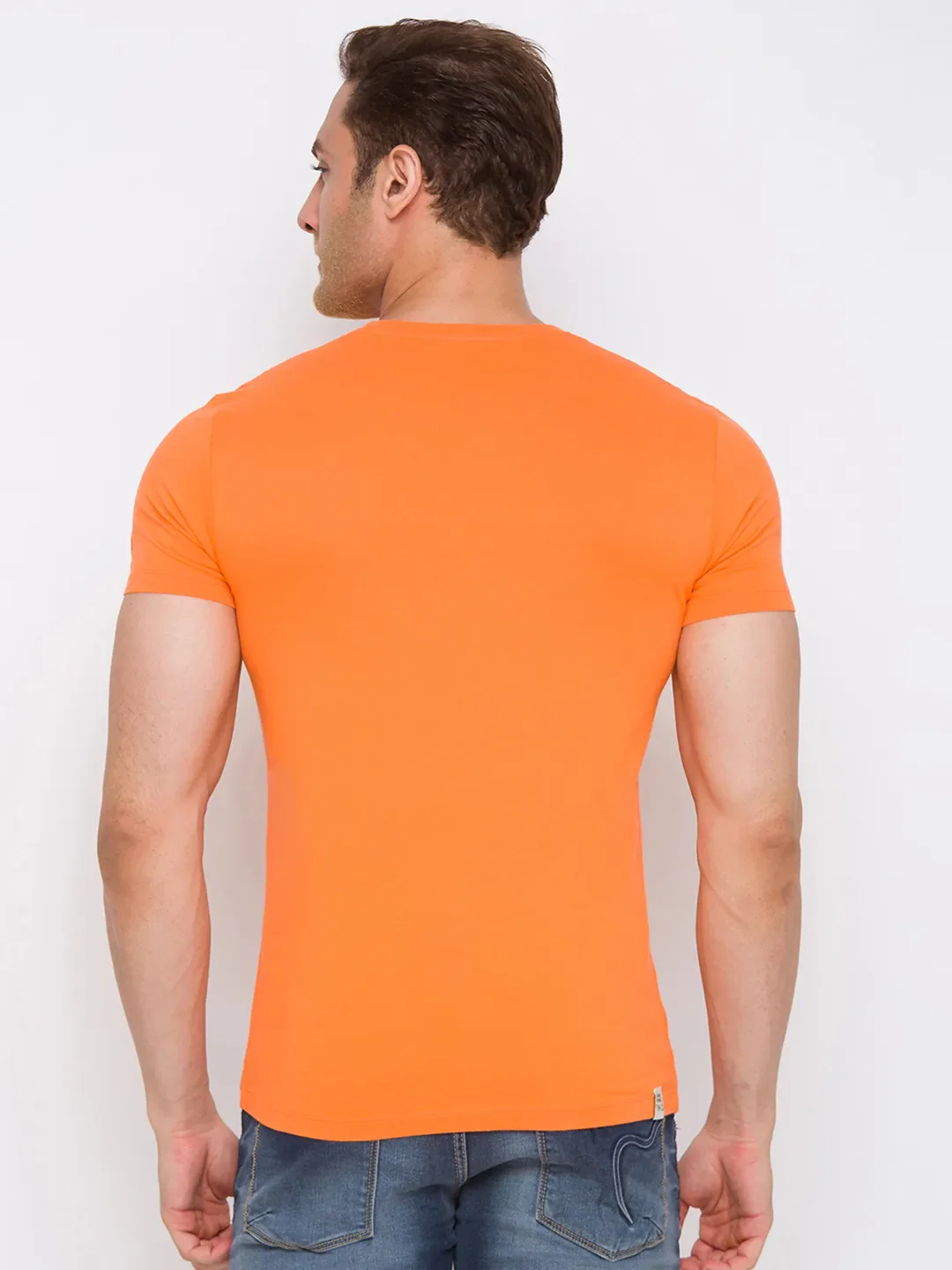 Orange Regular Fit Round Neck Men's T-Shirt by Being Human Clothing - Image 3