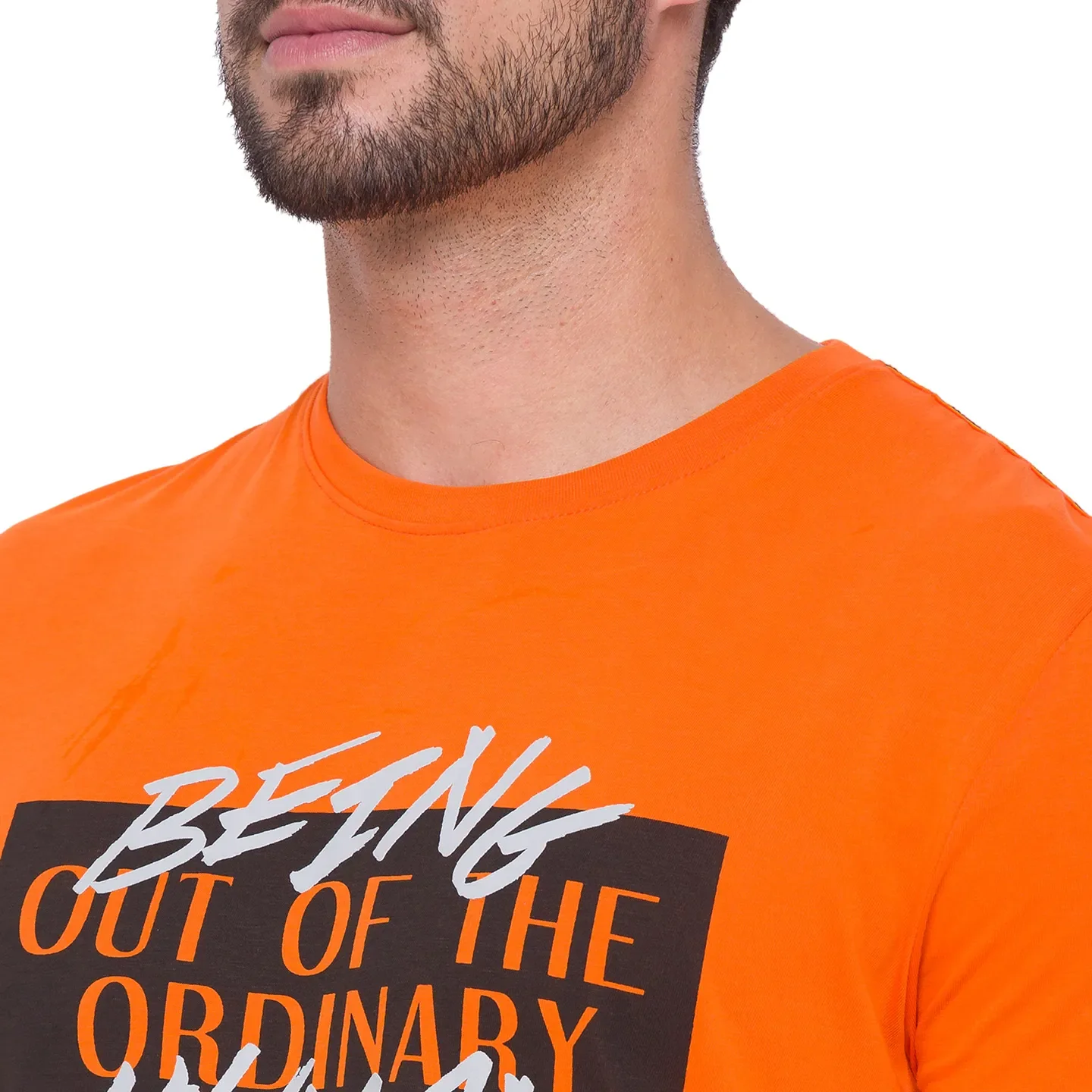 Orange Regular Fit Round Neck Men's T-Shirt by Being Human Clothing - Image 8