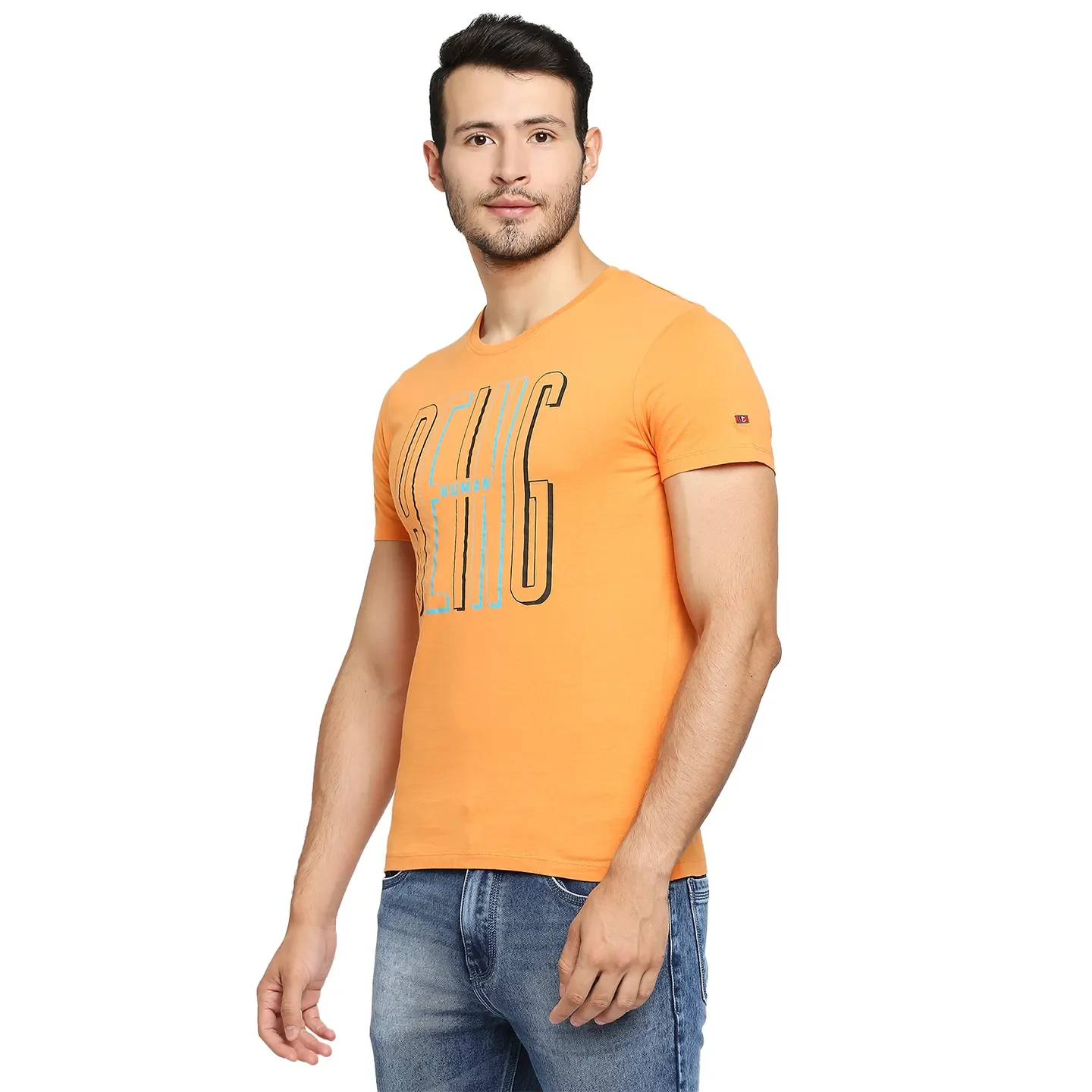 Orange Regular Fit Round Neck Men's T-Shirt by Being Human Clothing - Image 2