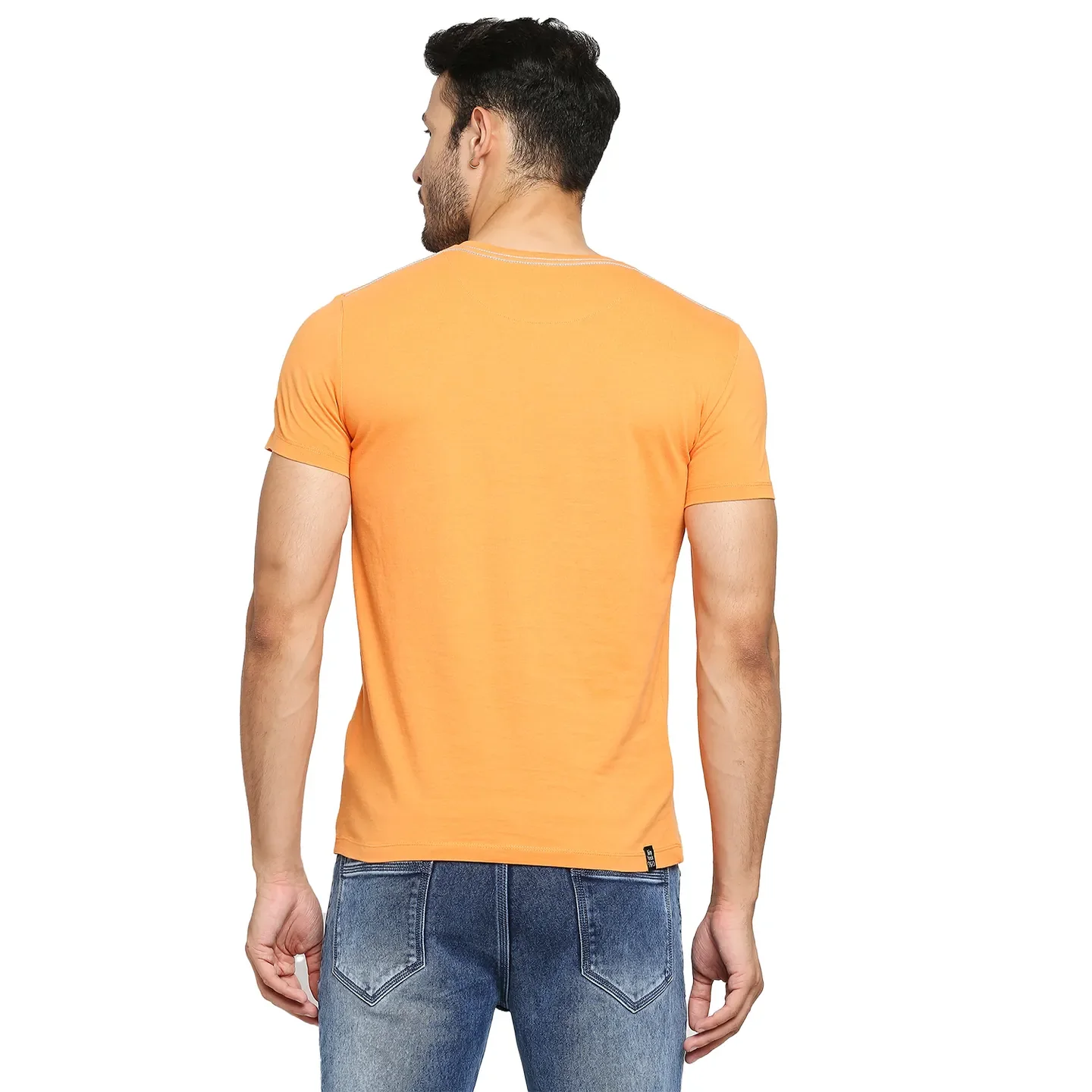 Orange Regular Fit Round Neck Men's T-Shirt by Being Human Clothing - Image 4