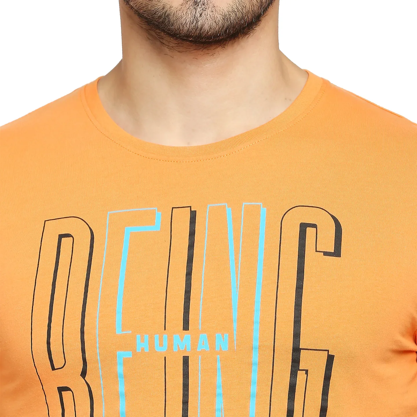 Orange Regular Fit Round Neck Men's T-Shirt by Being Human Clothing - Image 5