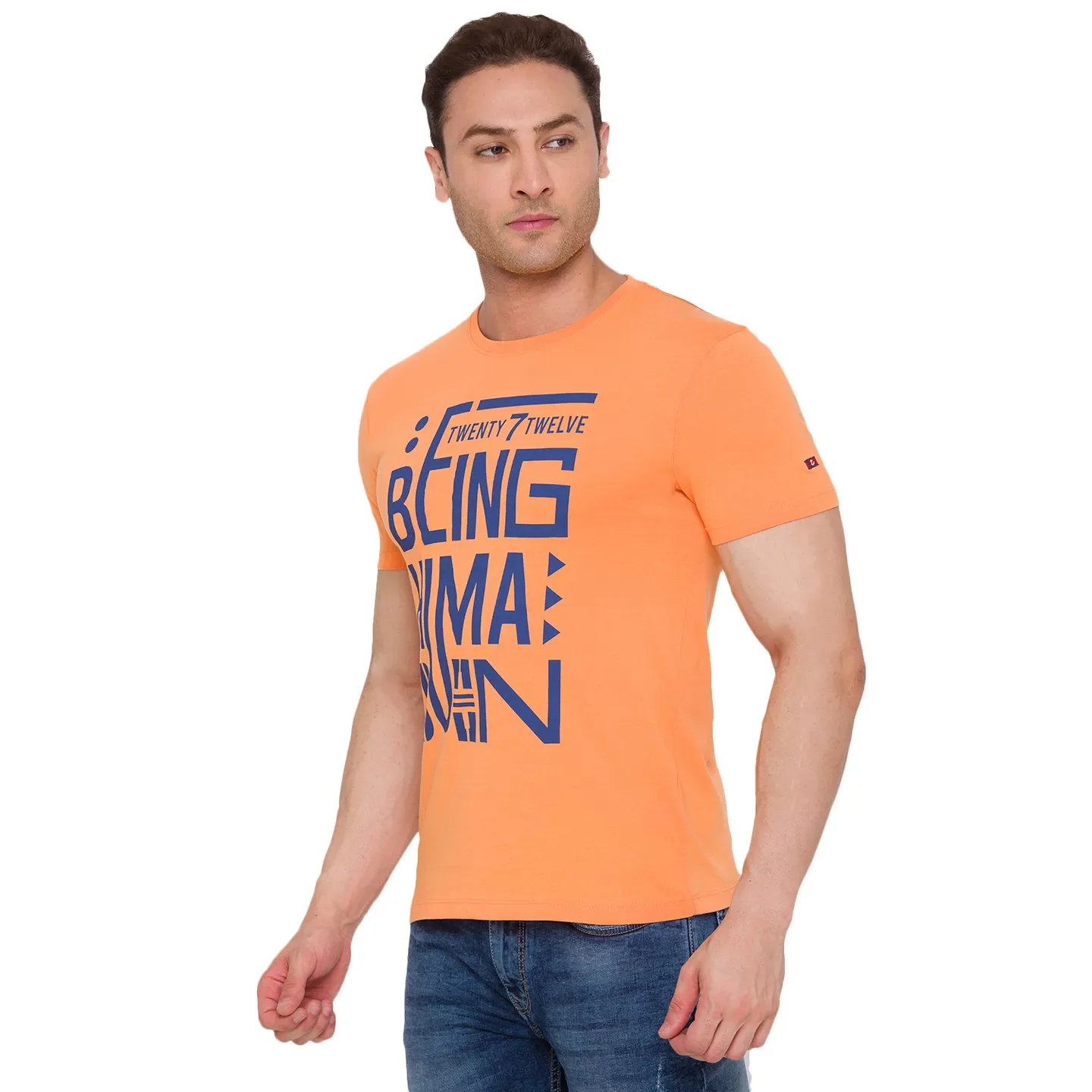 Orange Regular Fit Men's Short Sleeves T-Shirt by Being Human Clothing - Image 2