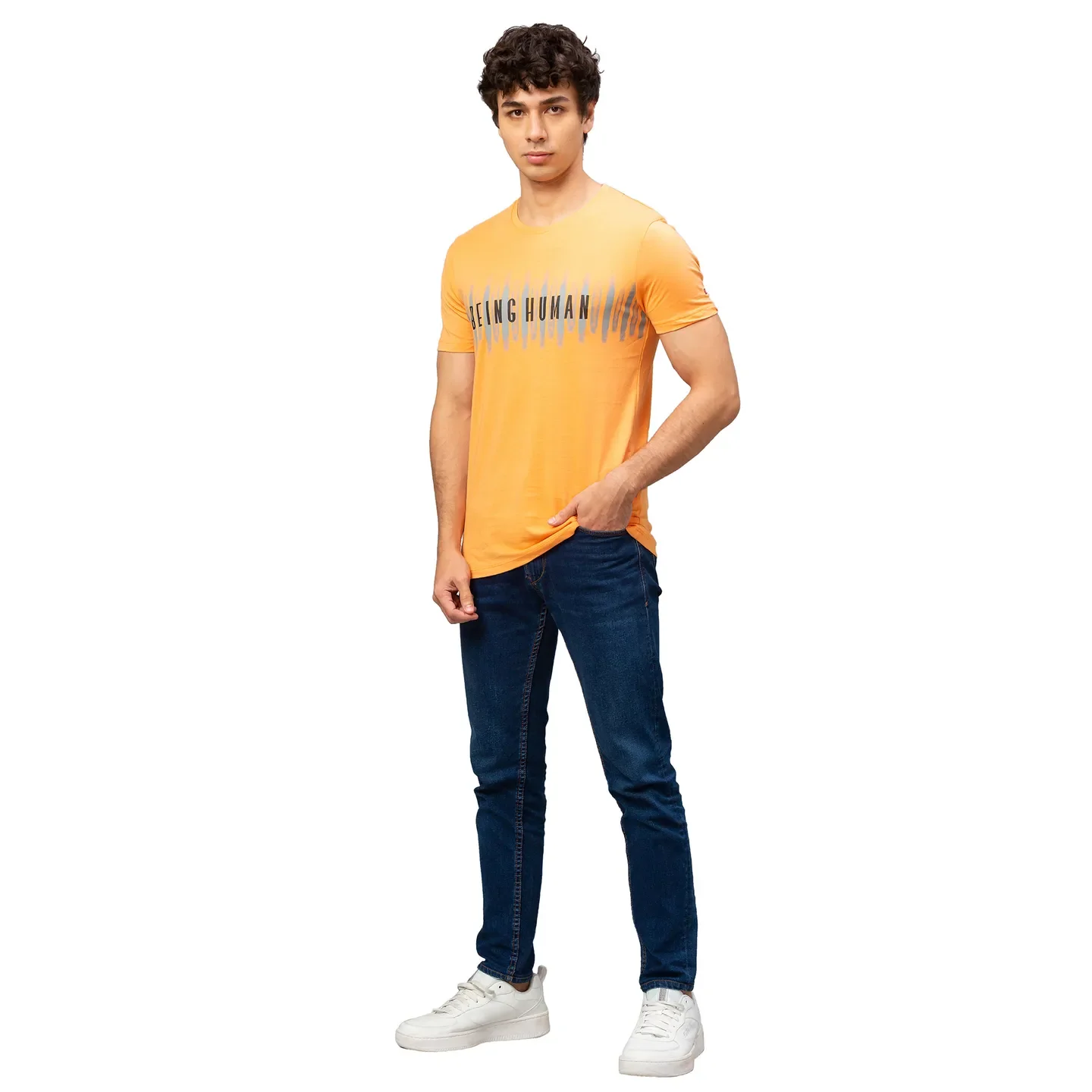 Orange Regular Fit Men's Short Sleeves T-Shirt by Being Human Clothing - Image 2