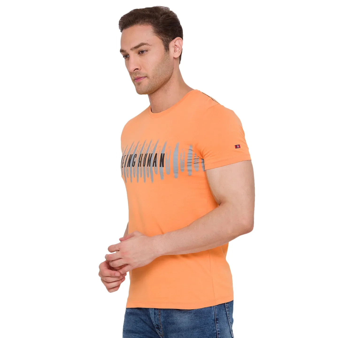 Orange Regular Fit Men's Short Sleeves T-Shirt by Being Human Clothing - Image 2