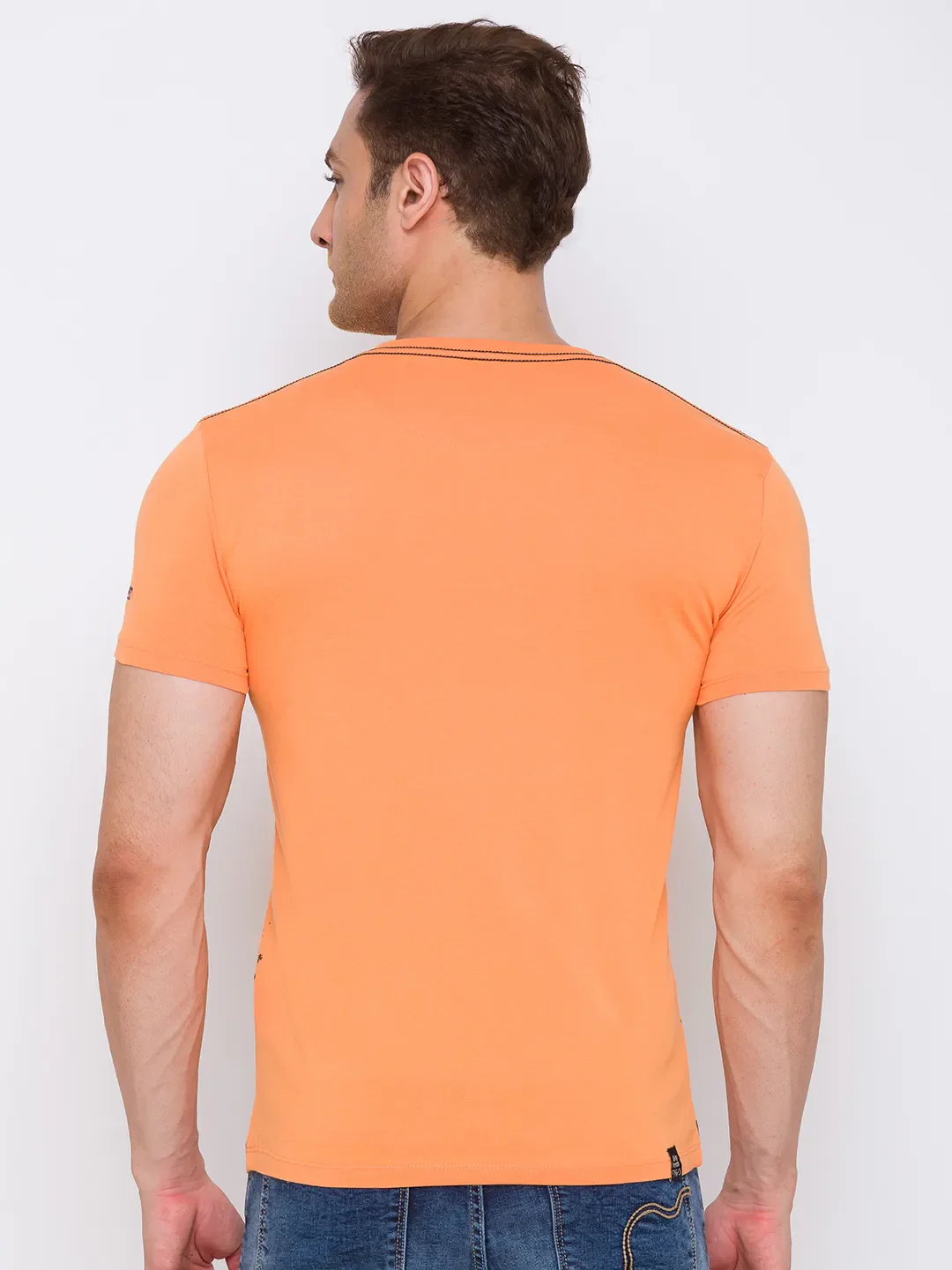 Orange Regular Fit Men's Short Sleeves T-Shirt by Being Human Clothing - Image 3