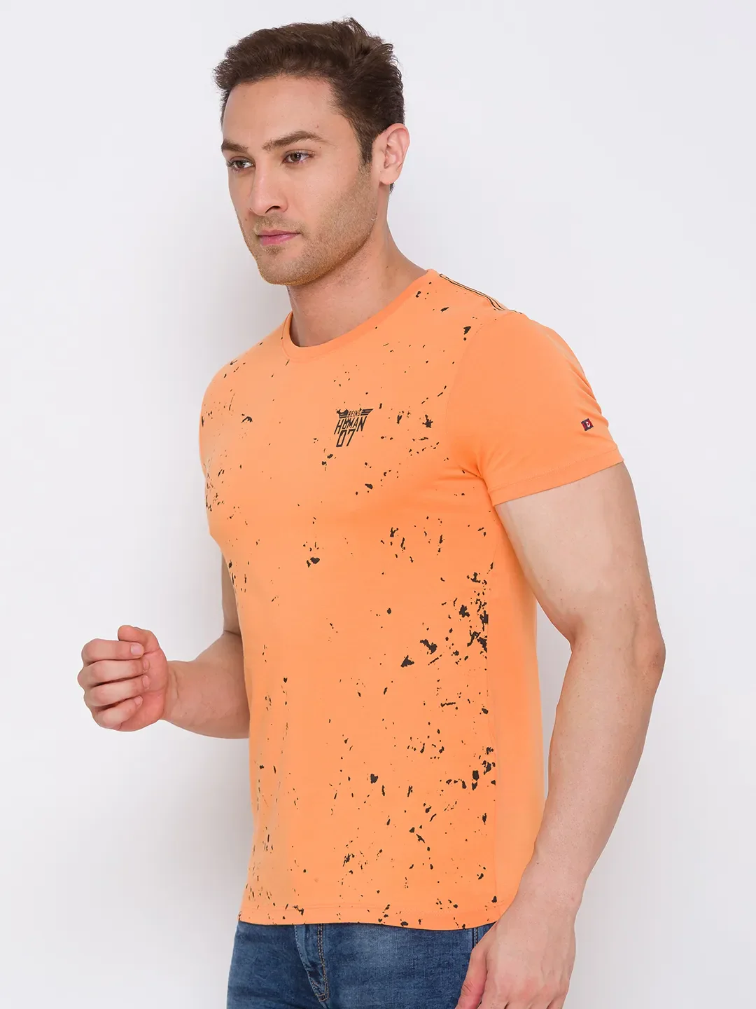 Orange Regular Fit Men's Short Sleeves T-Shirt by Being Human Clothing - Image 4