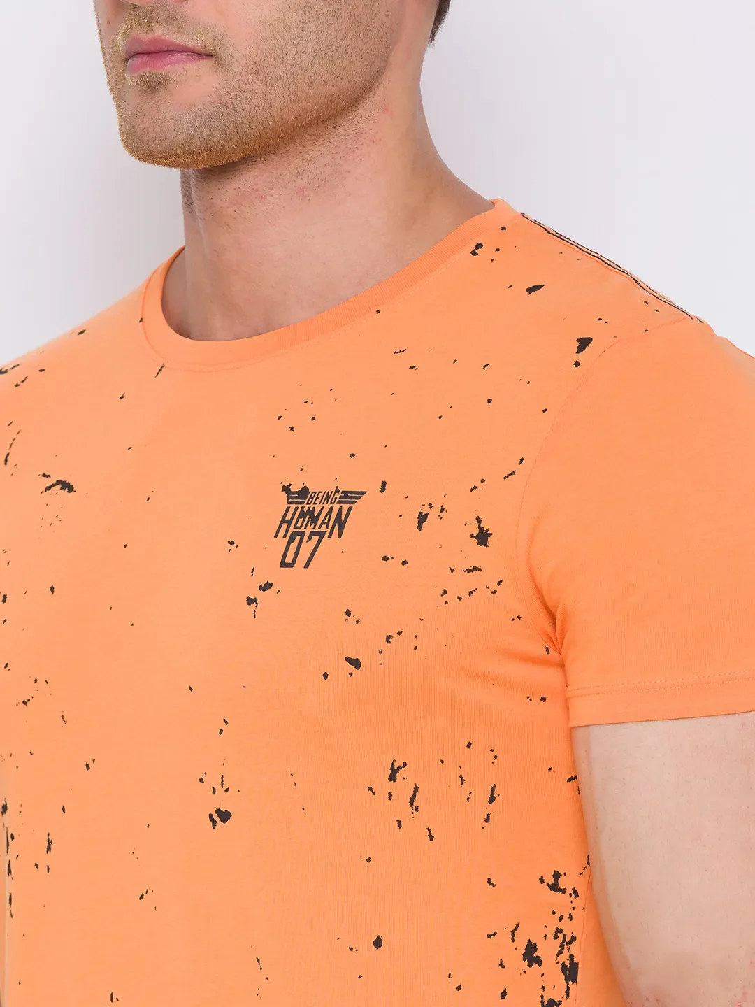 Orange Regular Fit Men's Short Sleeves T-Shirt by Being Human Clothing - Image 5