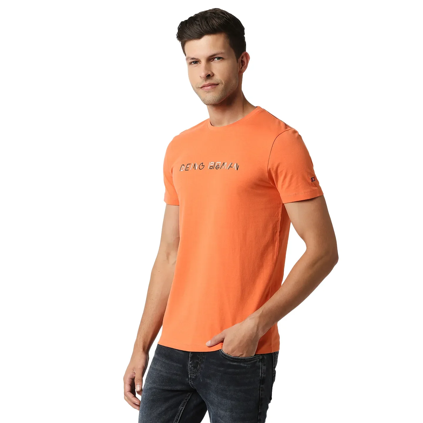 Orange Regular Fit Men's Short Sleeves T-Shirt by Being Human Clothing - Image 2