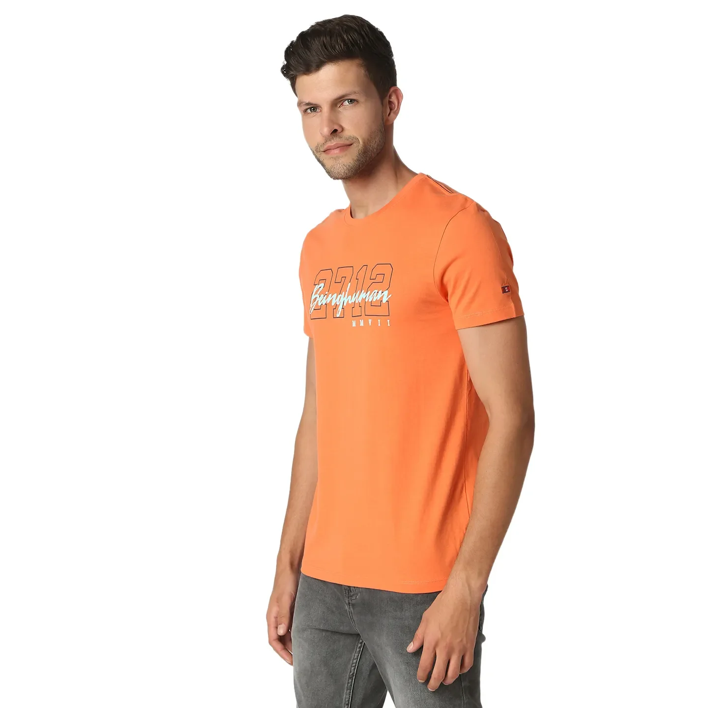 Orange Regular Fit Round Neck Men's T-Shirt by Being Human Clothing - Image 2